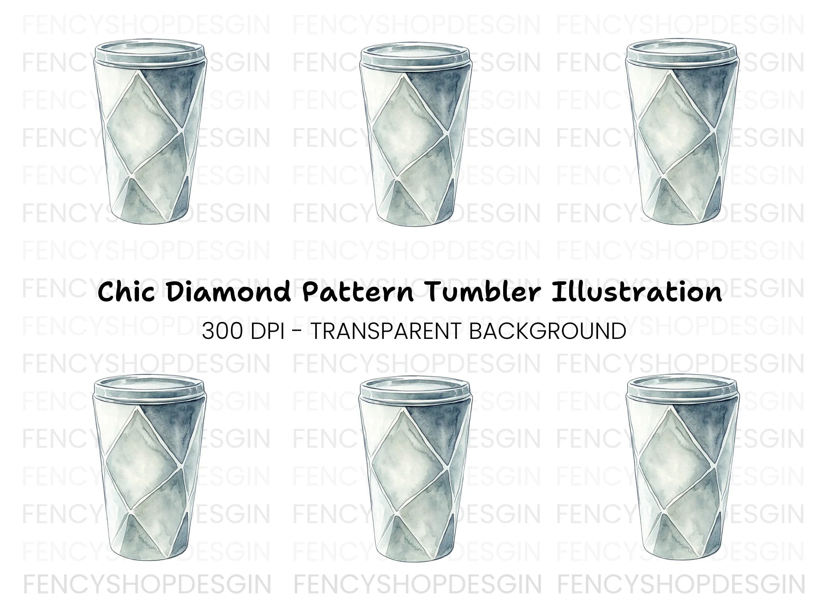 Diamond Pattern Tumbler Clipart Bundle