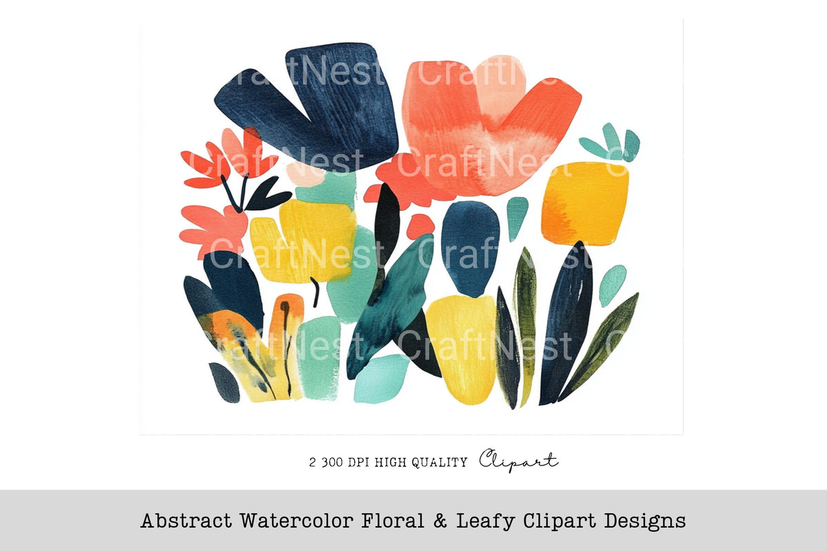 Abstract Floral Leafy Designs Clipart Bundle