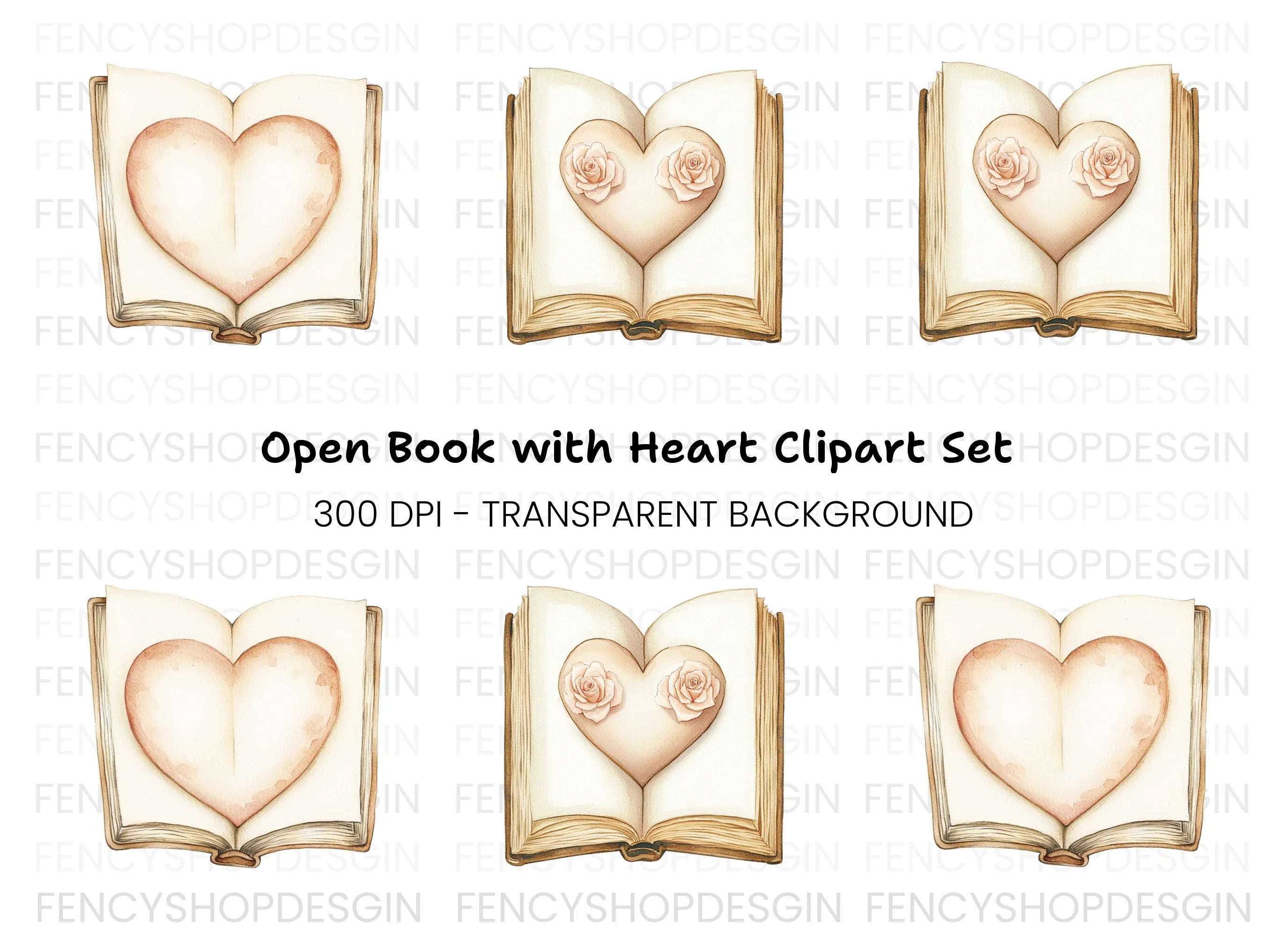 Heart Book Clipart Bundle