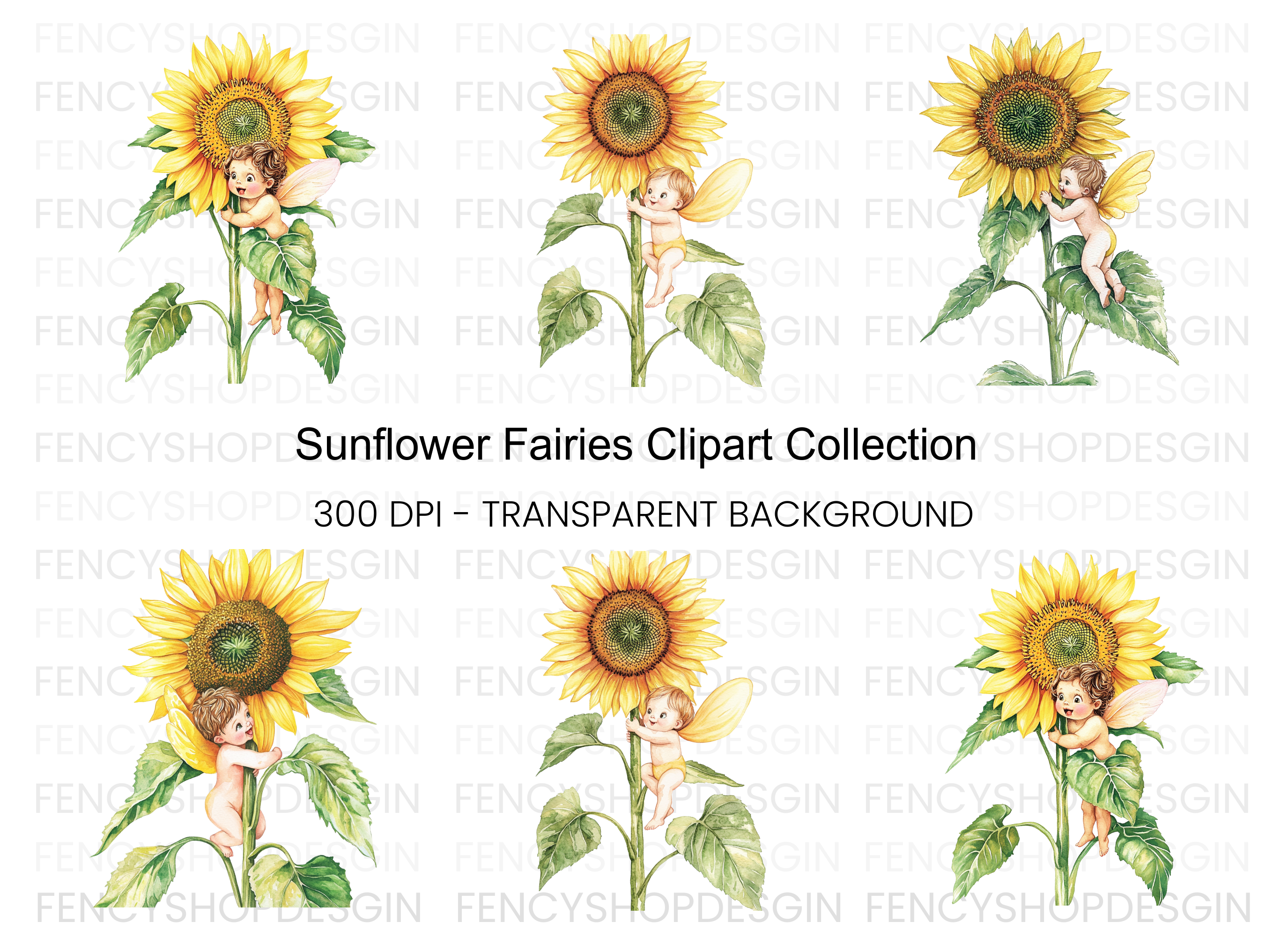 Sunflower Fairies Clipart Bundle
