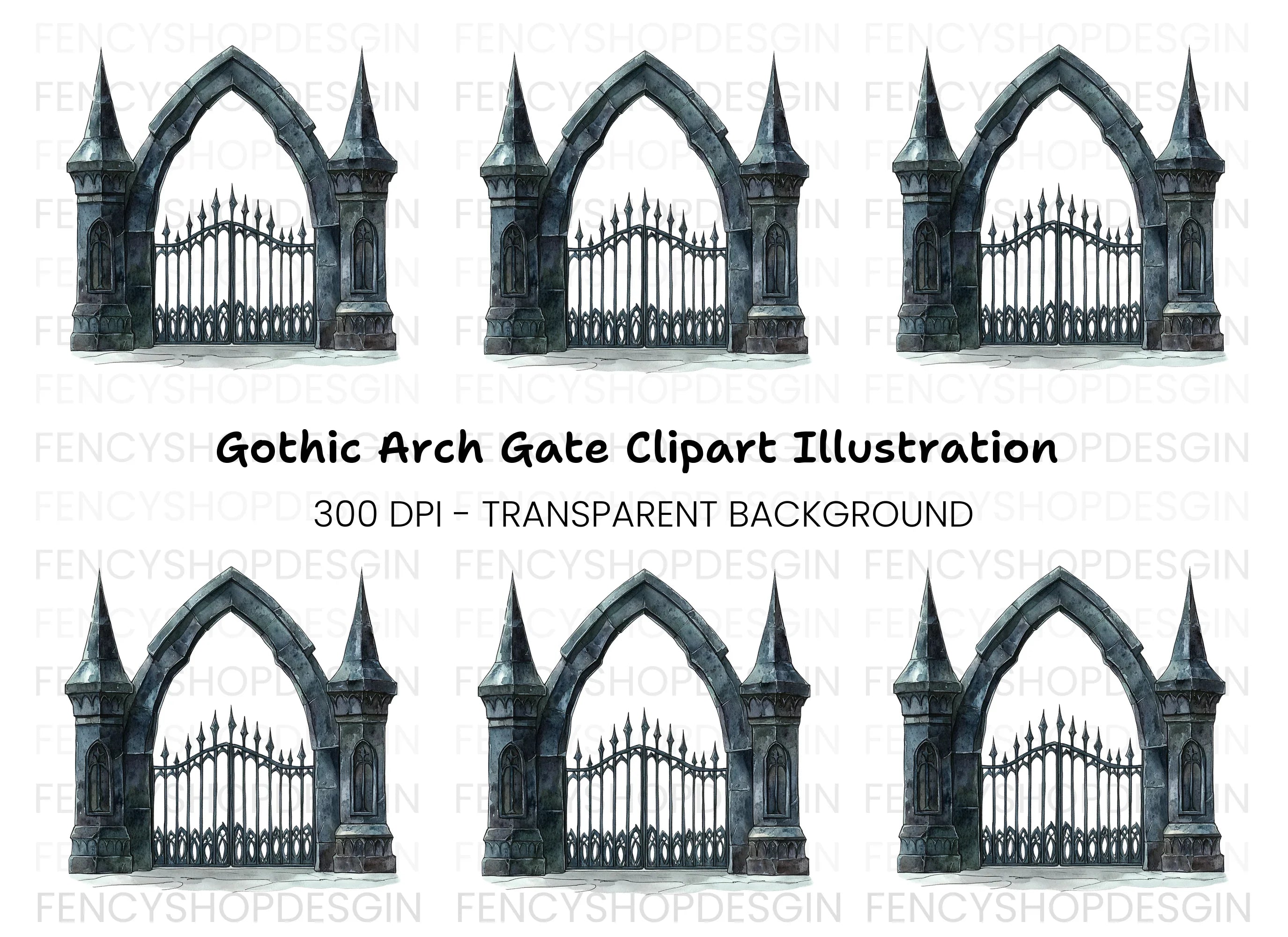 Gothic Archway Gate Clipart Bundle
