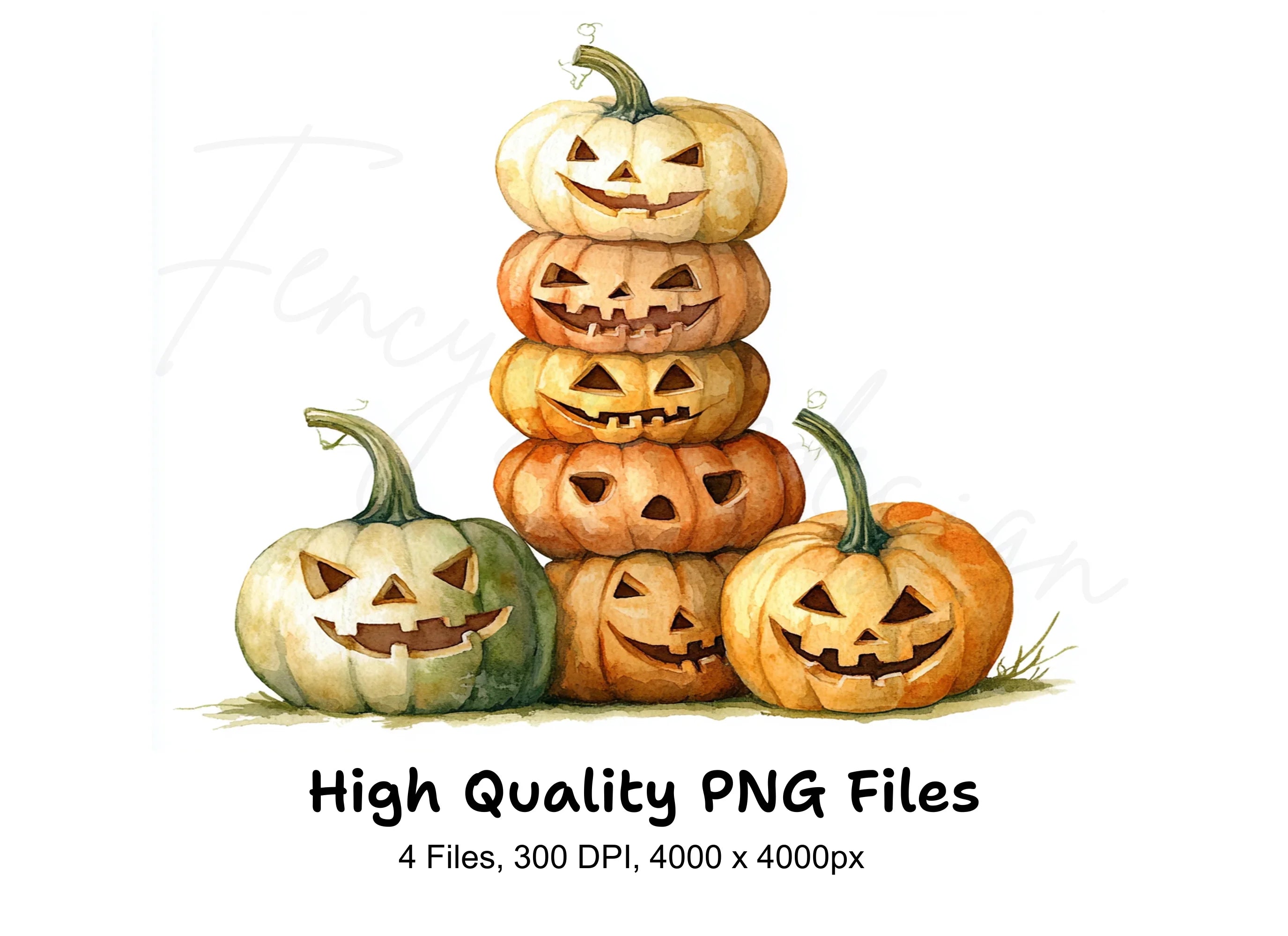 Stacked Halloween Pumpkins Clipart Bundle