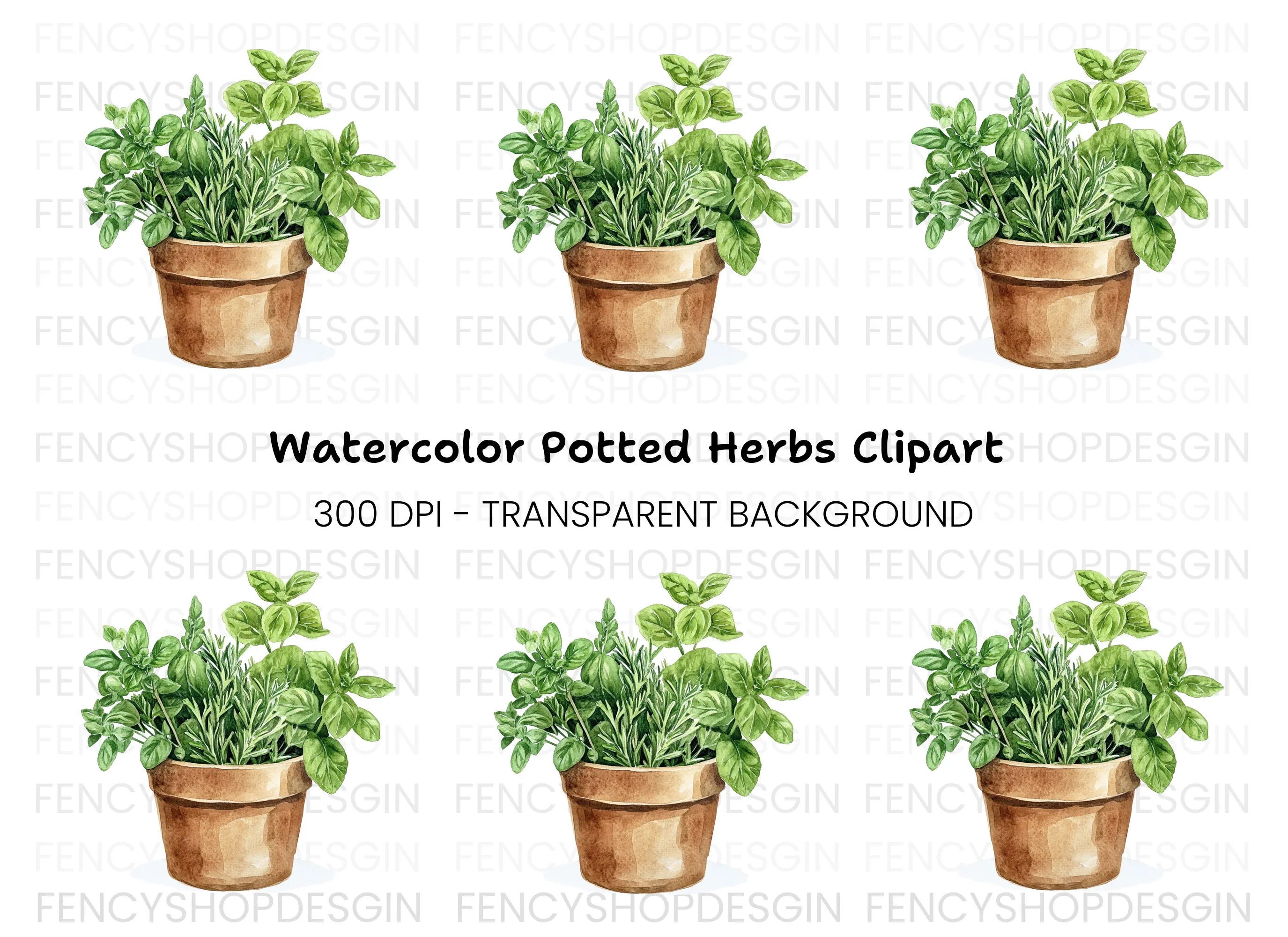 Herb Pot Clipart Bundle