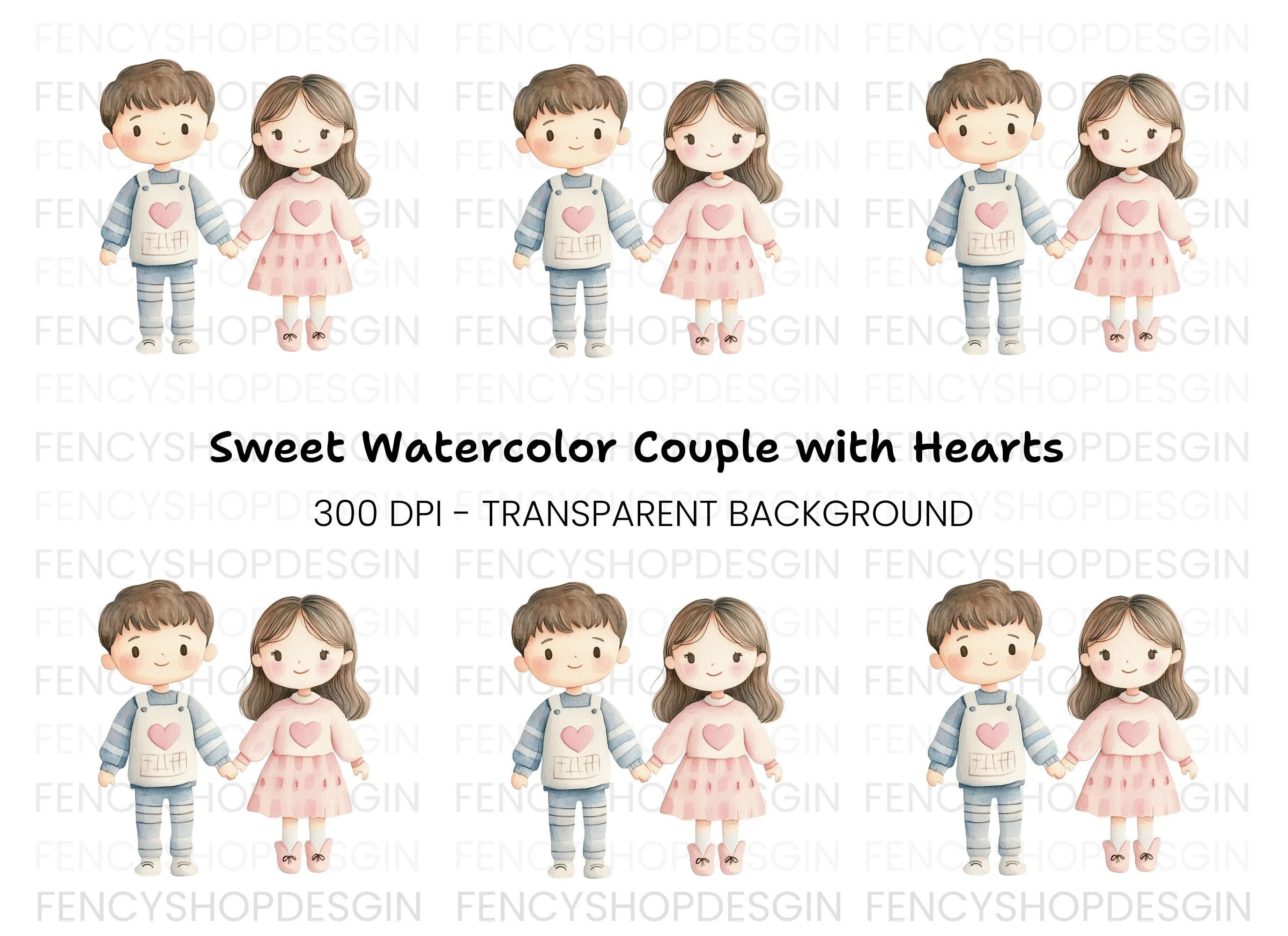 Cute Couple Holding Hands Clipart Bundle
