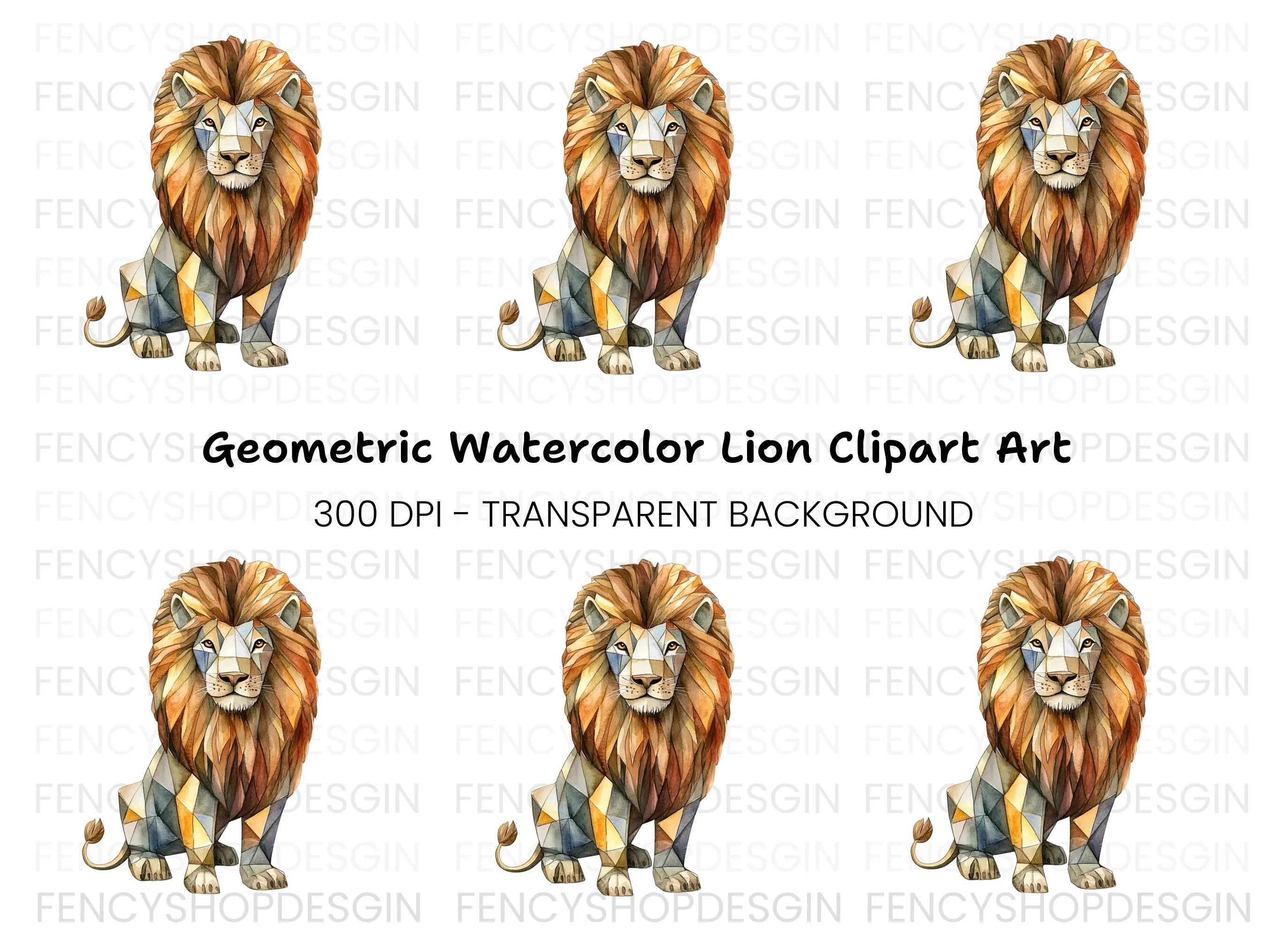 Geometric Lion Clipart Bundle