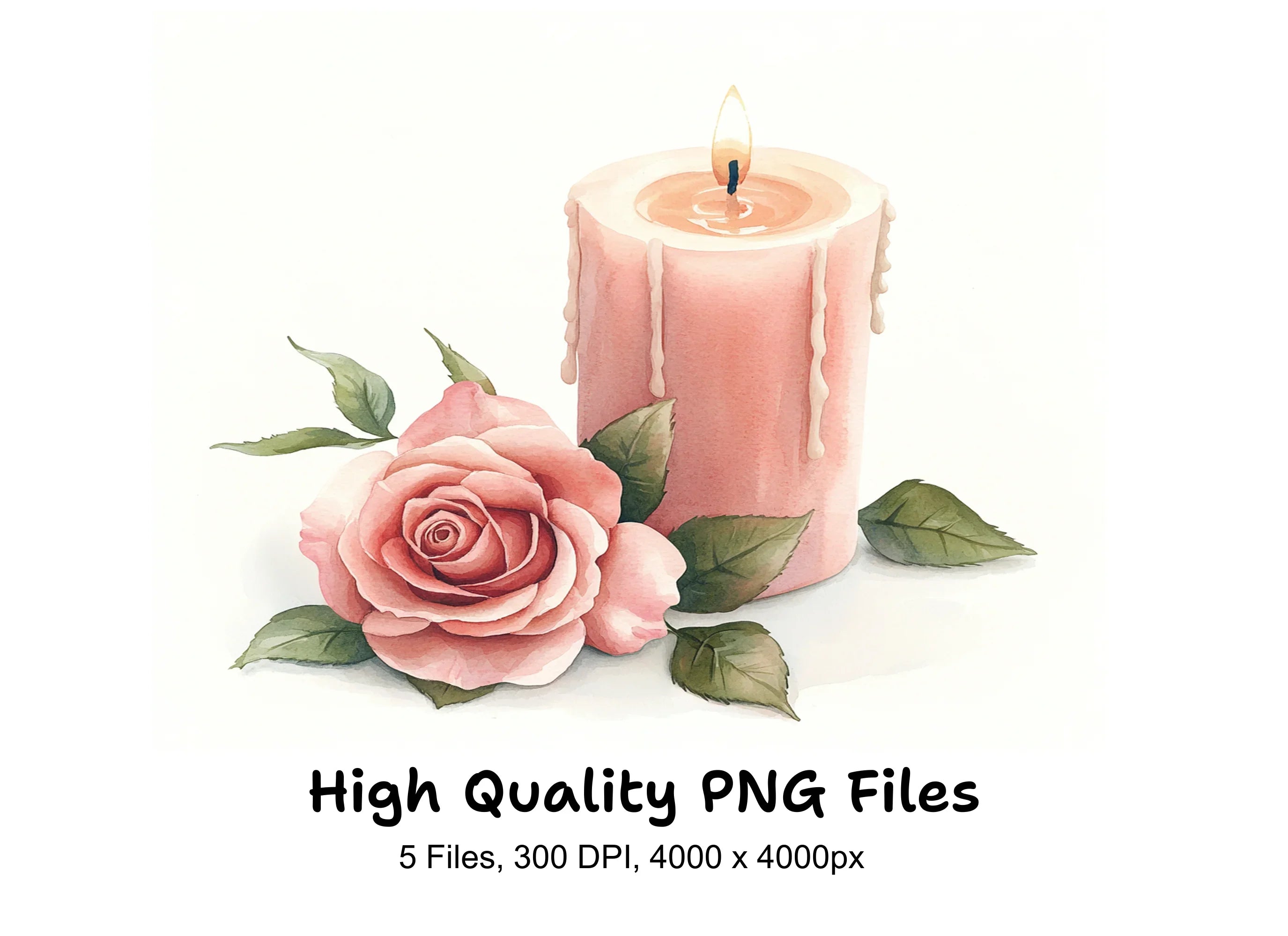 Candle Rose Clipart Bundle
