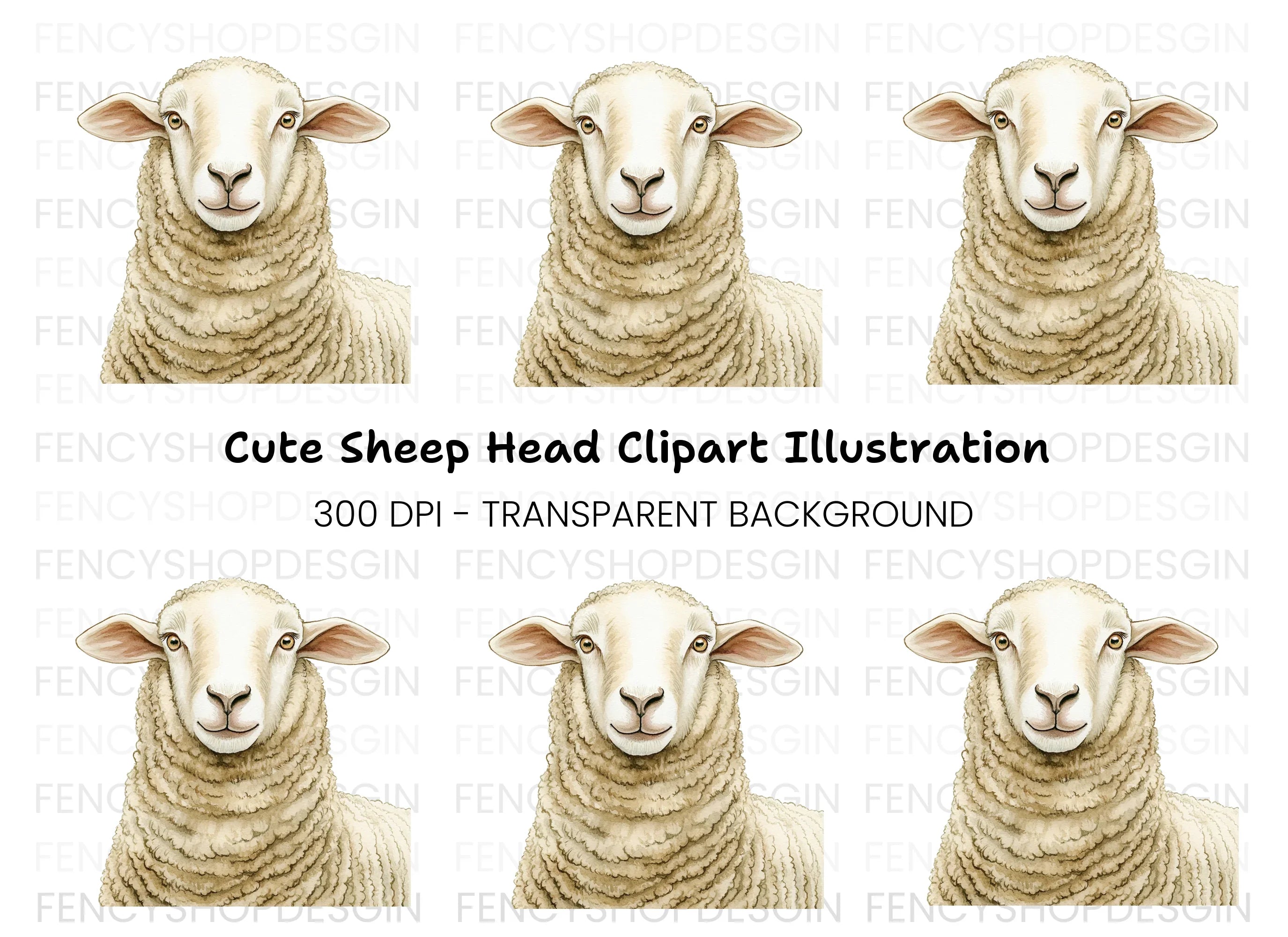 Cute Sheep Face Clipart Bundle