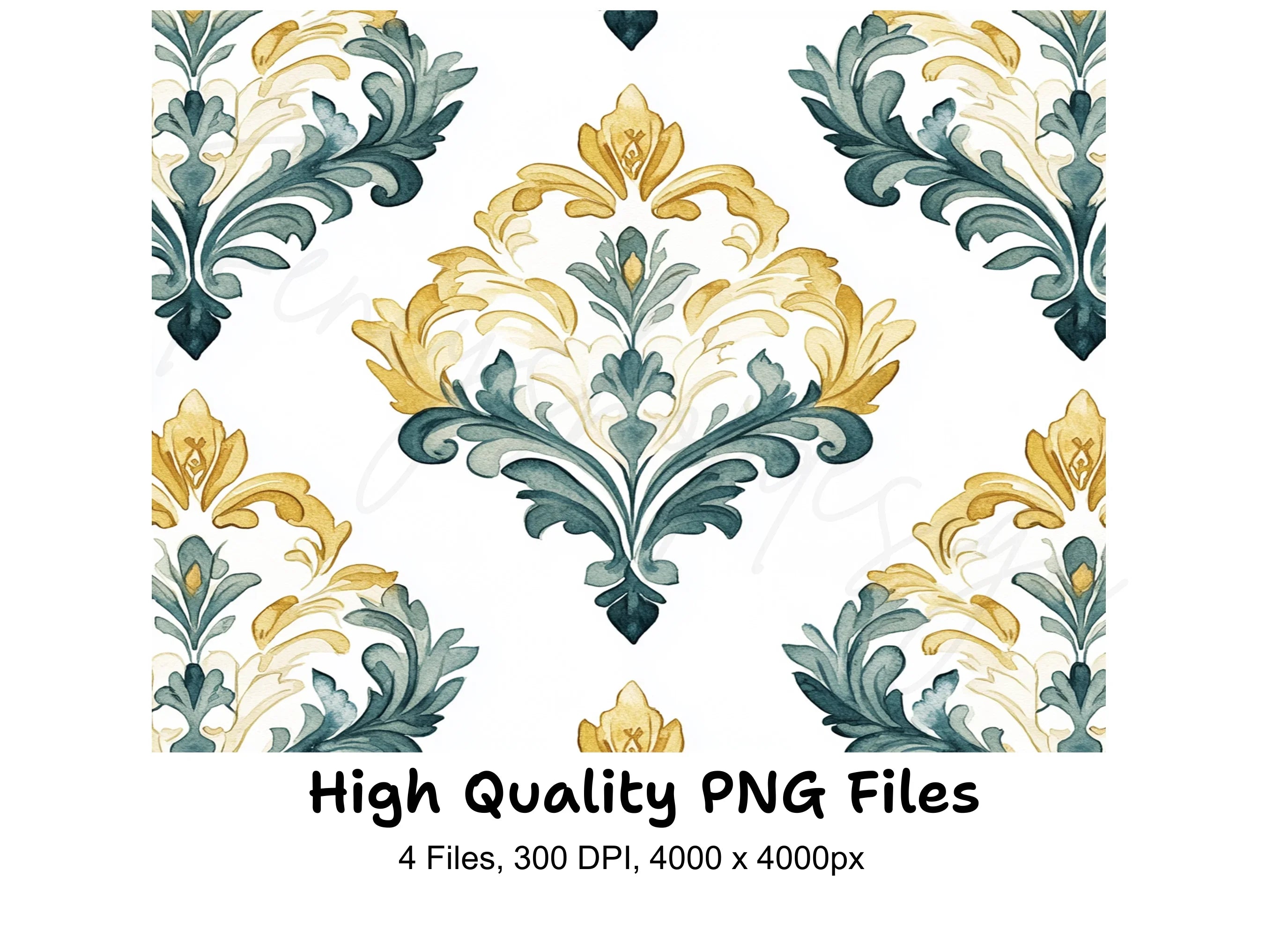 Elegant Damask Pattern Clipart Bundle