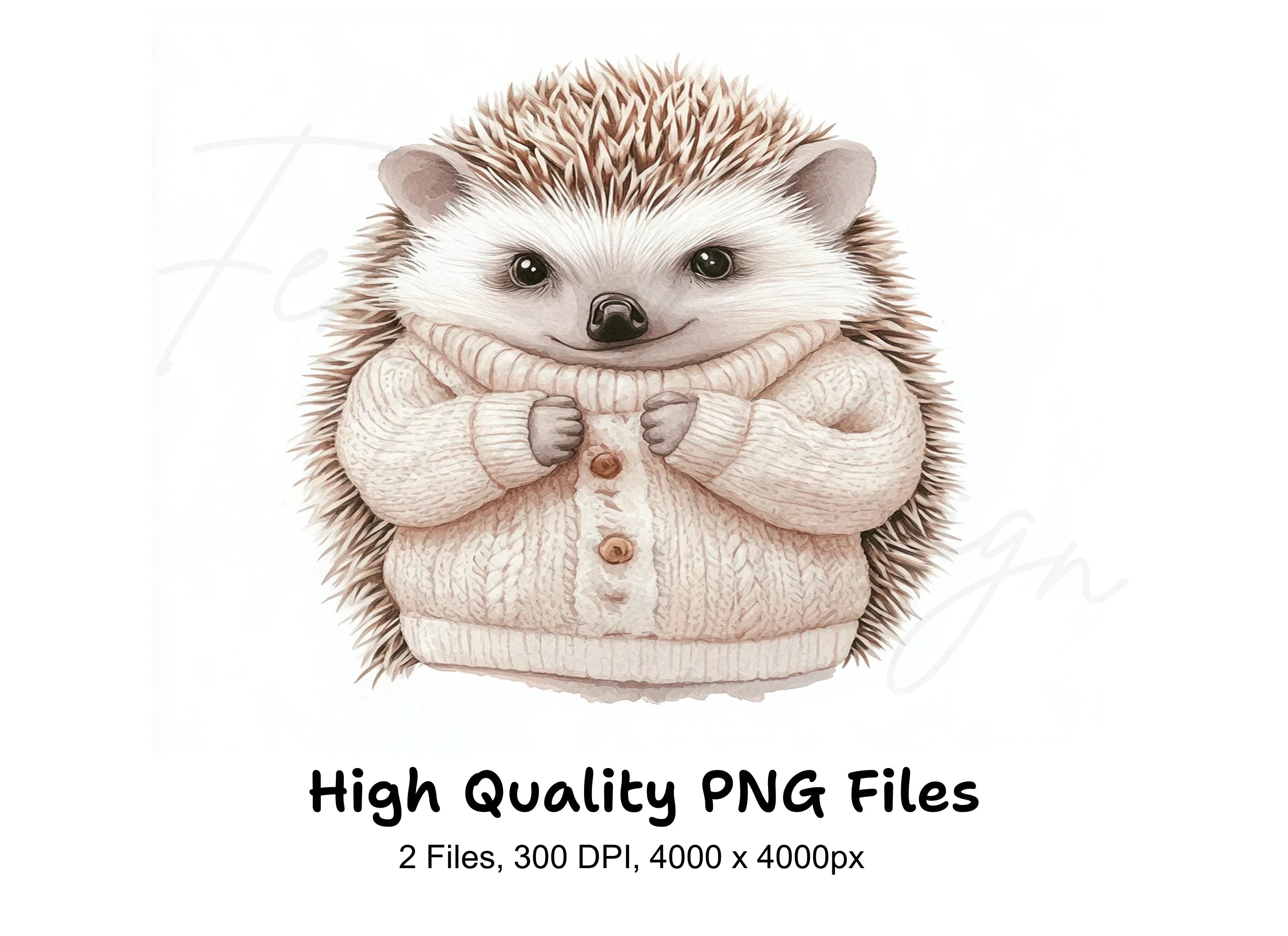 Charming Hedgehog in Sweater Clipart Bundle