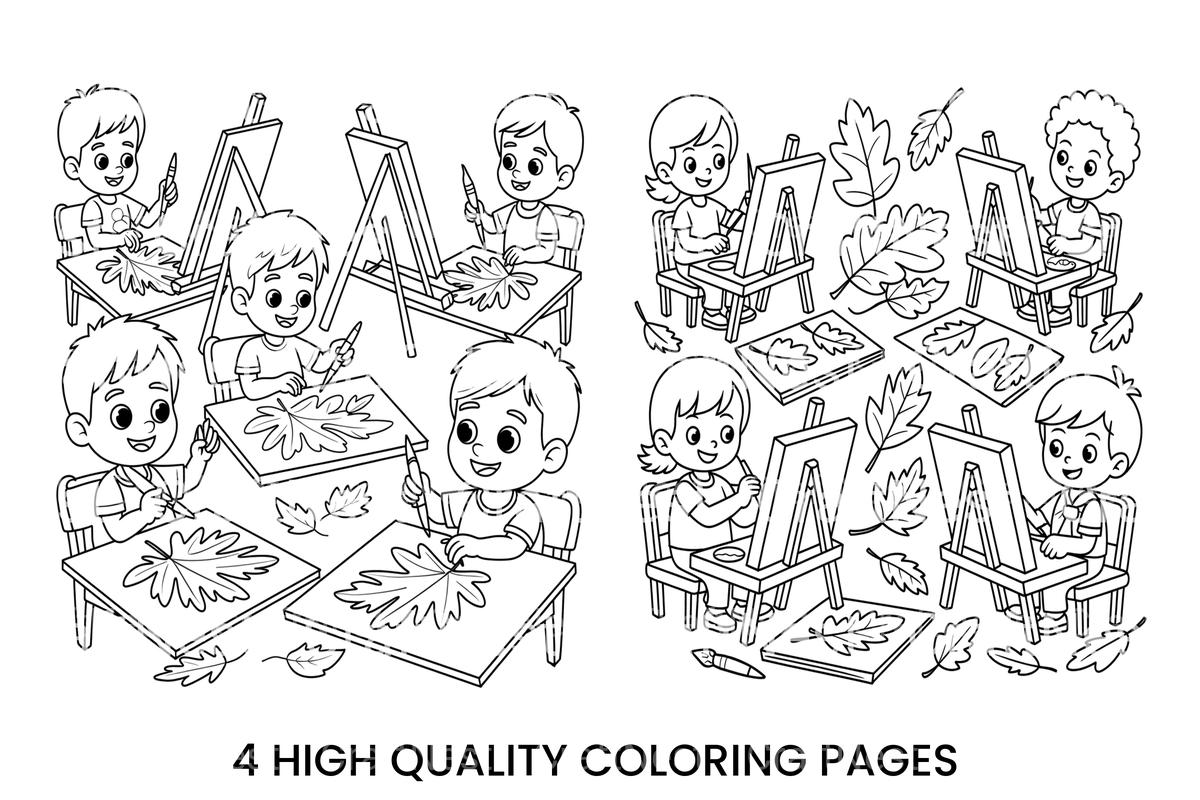 Kids Autumn Leaf Class Coloring Books