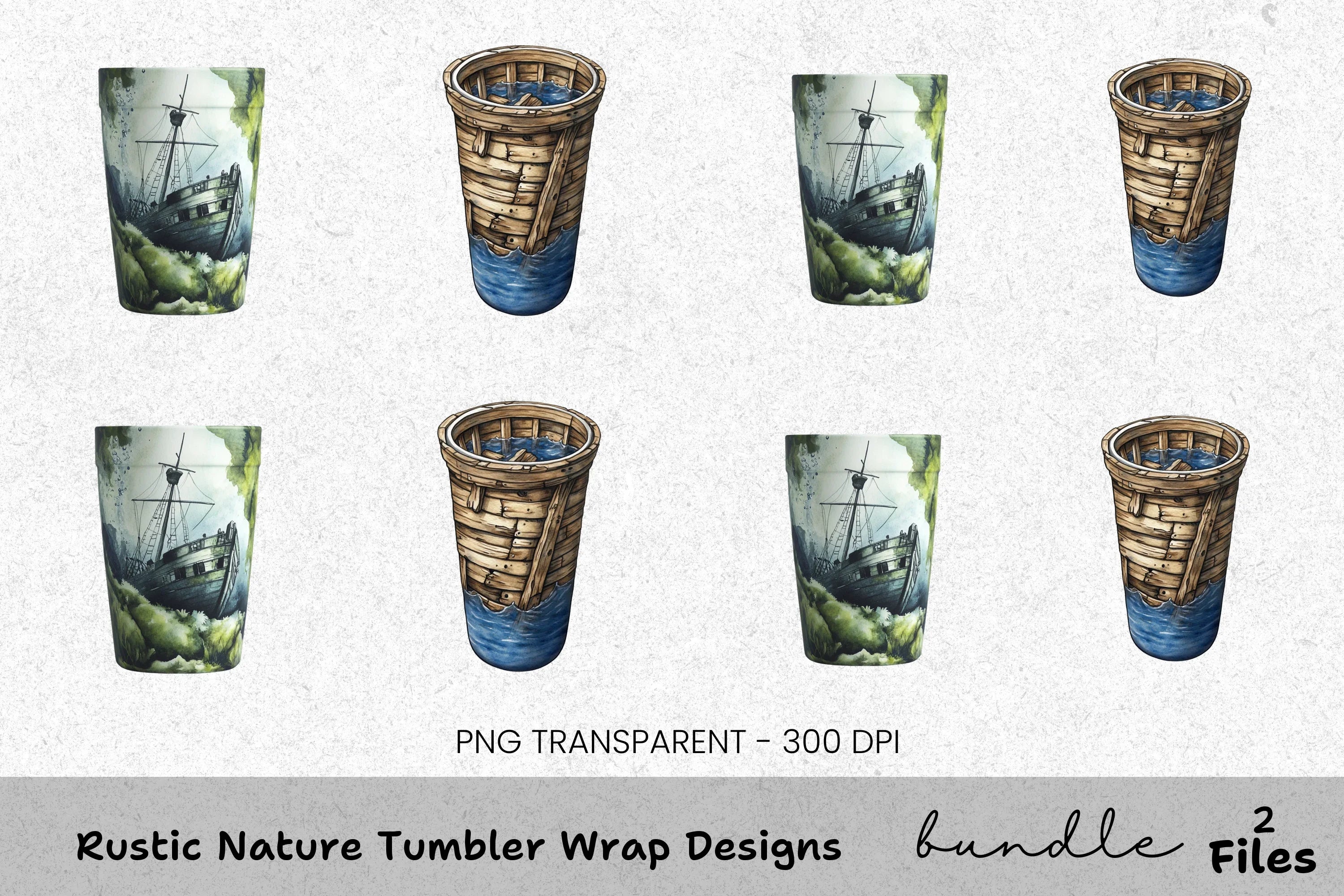 Rustic Nature Tumbler Designs Clipart Bundle