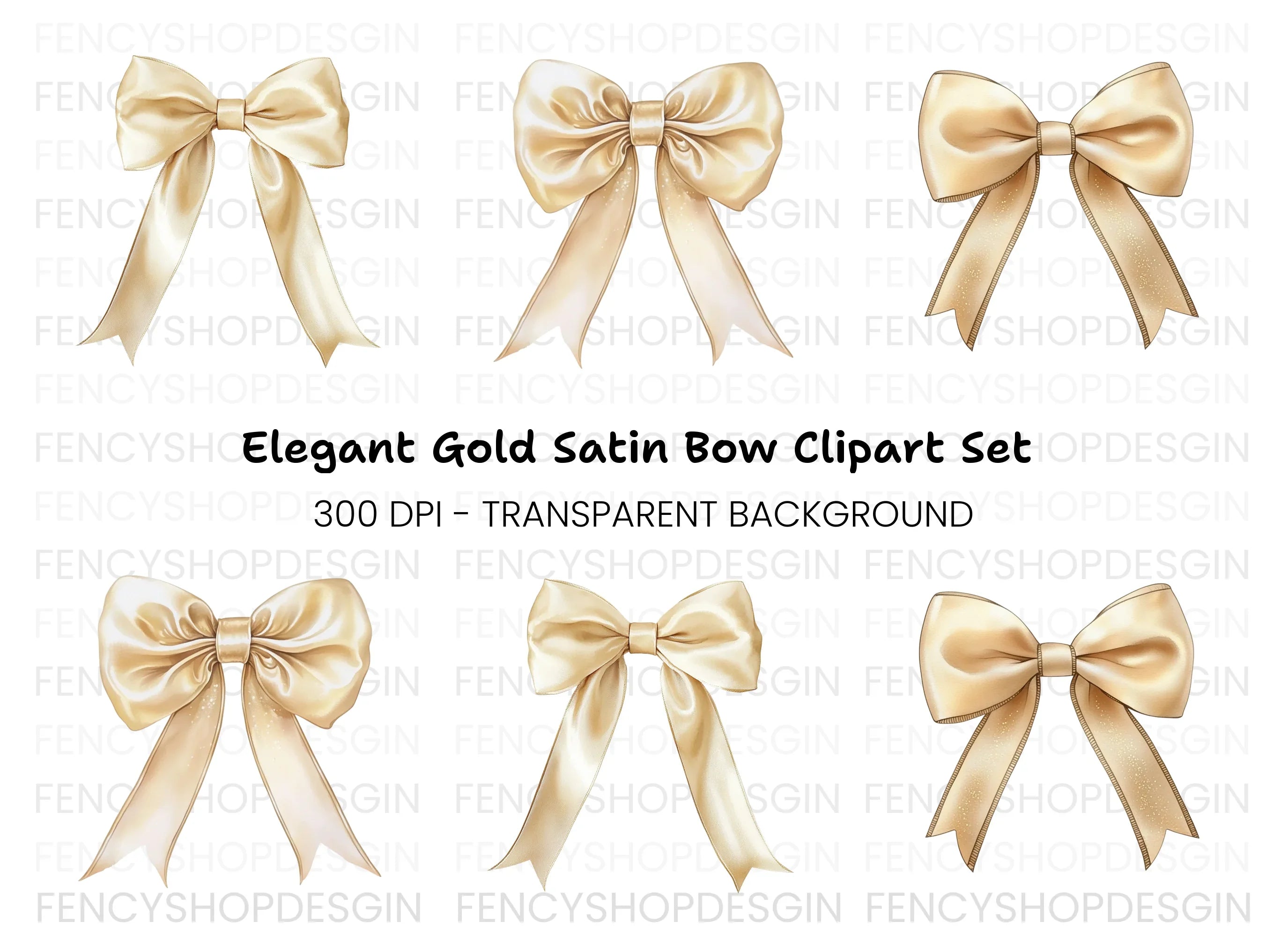 Elegant Gold Bows Clipart Bundle