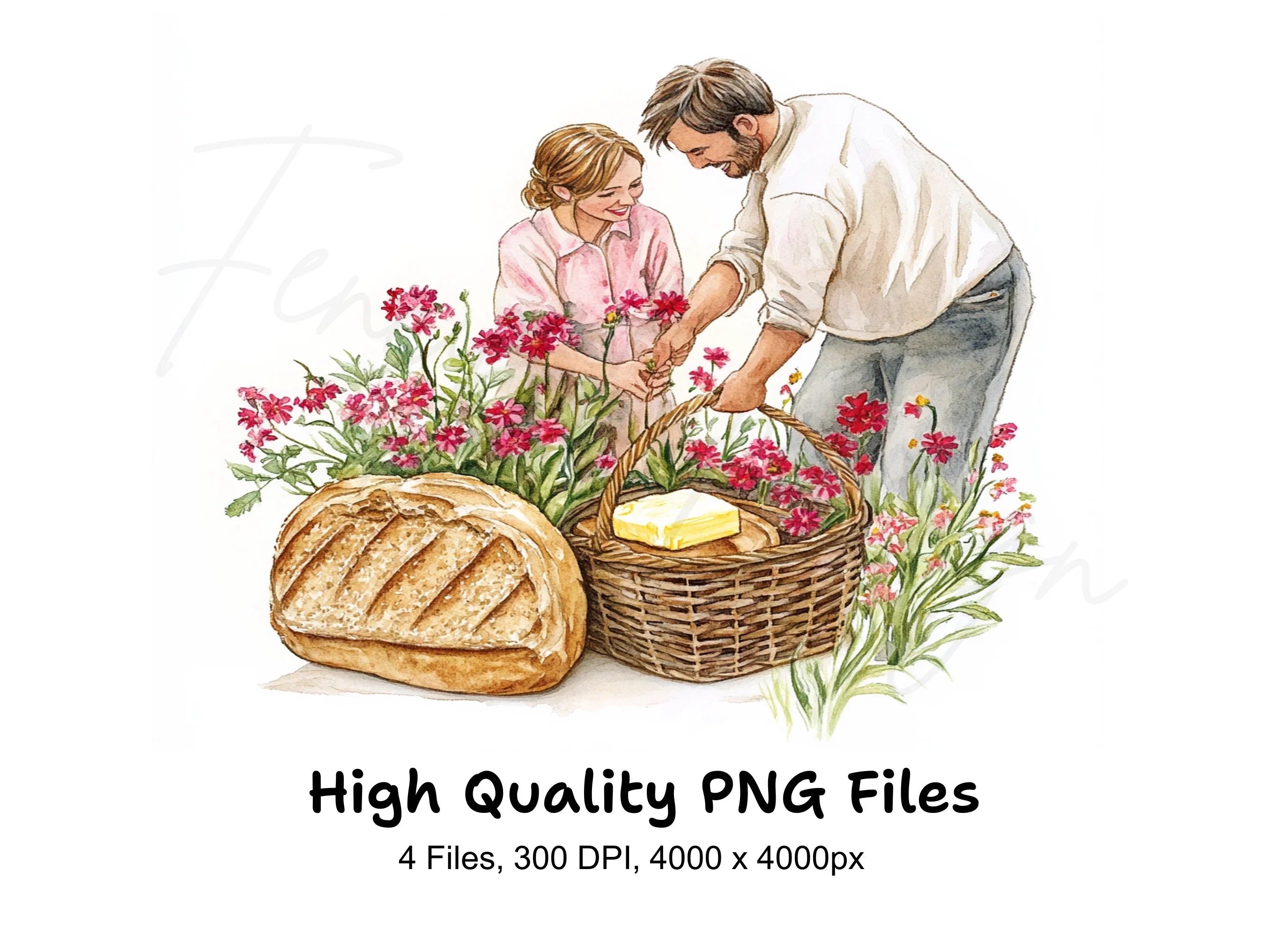 Harvesting Flowers & Baking Bread Clipart Bundle