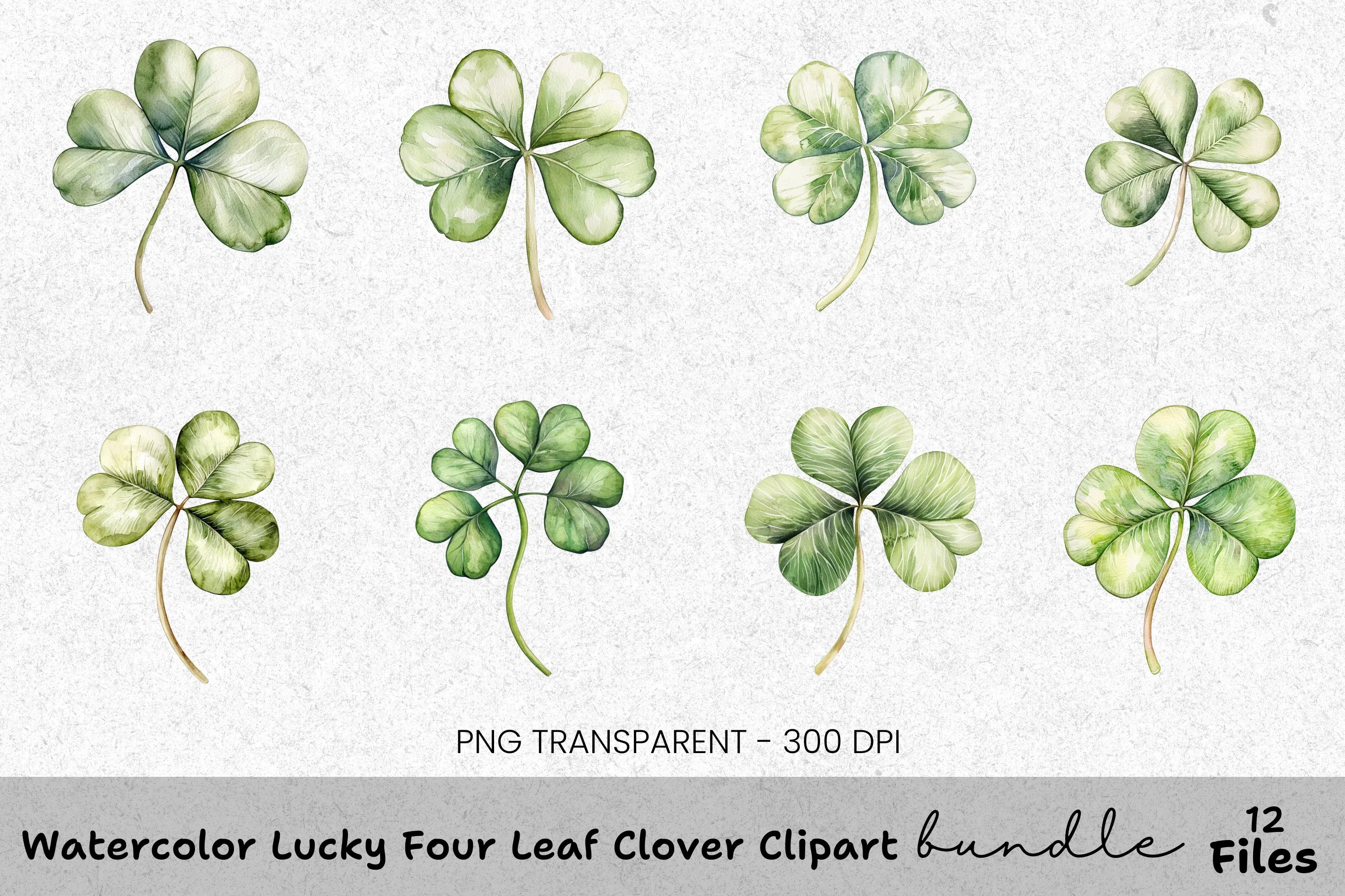 Lucky Four Leaf Clover Clipart Bundle