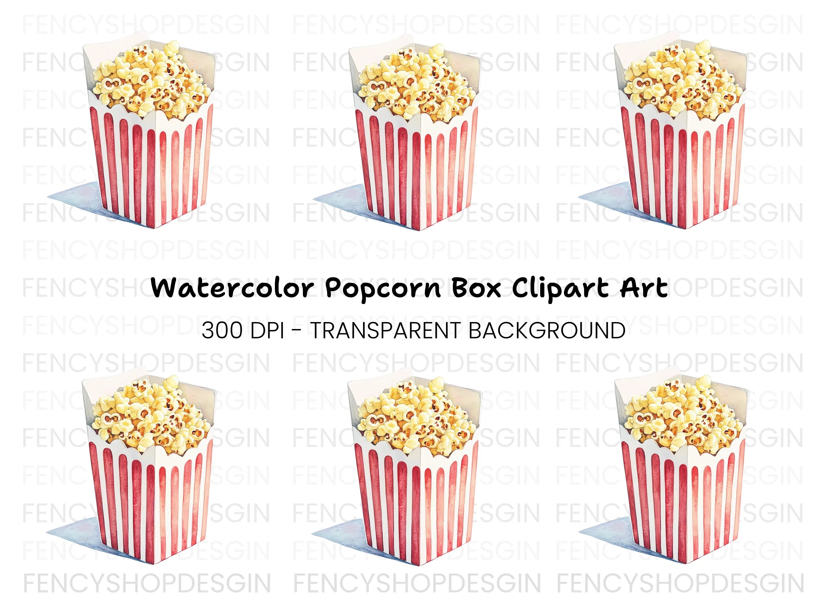 Classic Popcorn Box Clipart Bundle
