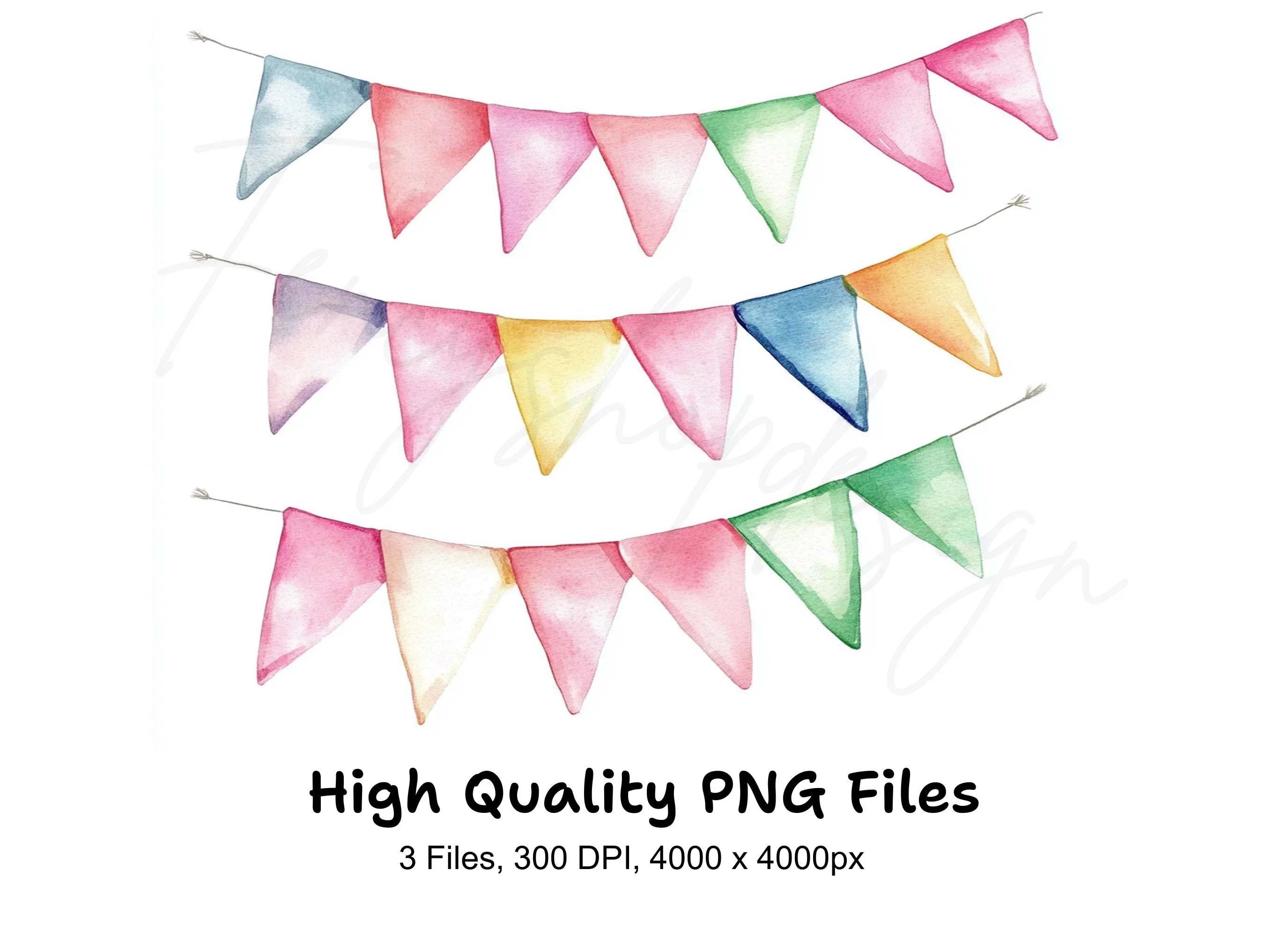 Pastel Bunting Flags Clipart Bundle