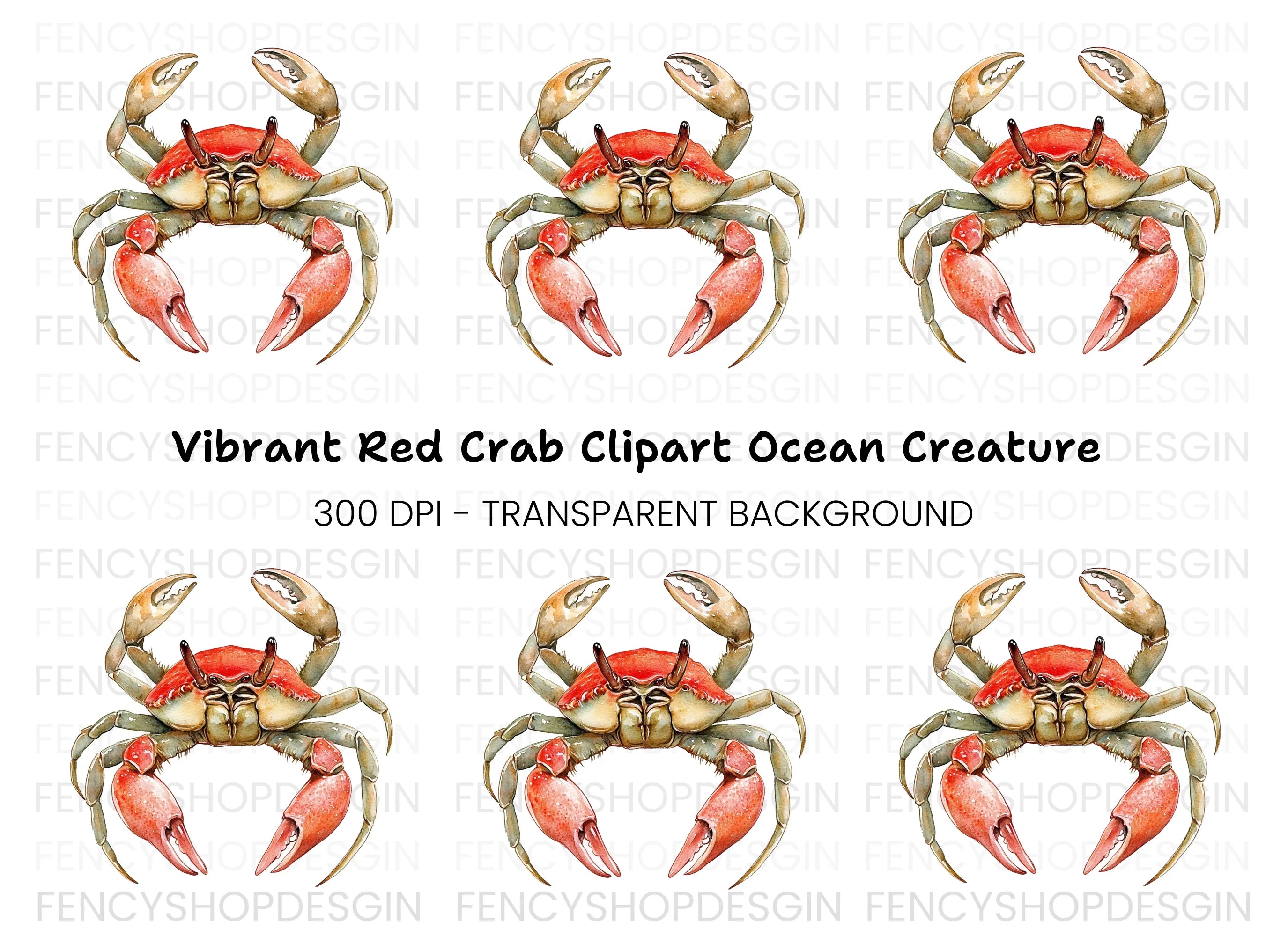 Vibrant Red Crab Clipart Bundle