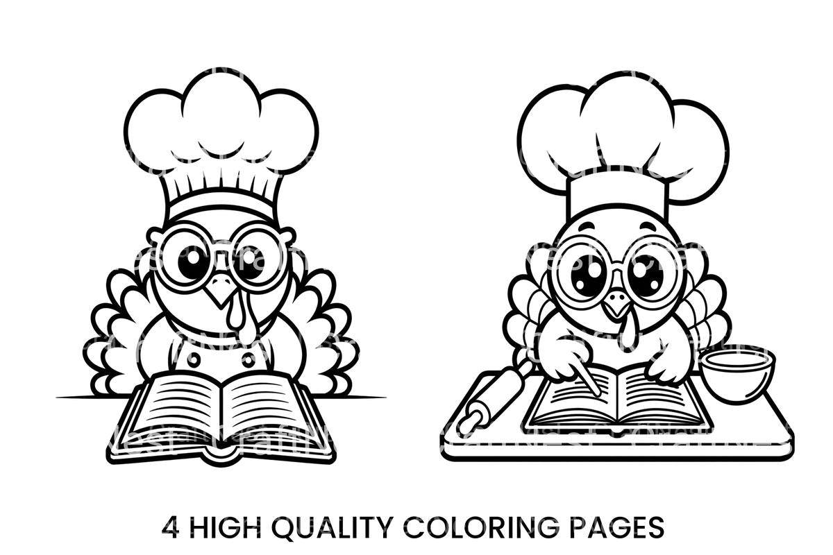 Chef Turkey Cooking Coloring Books