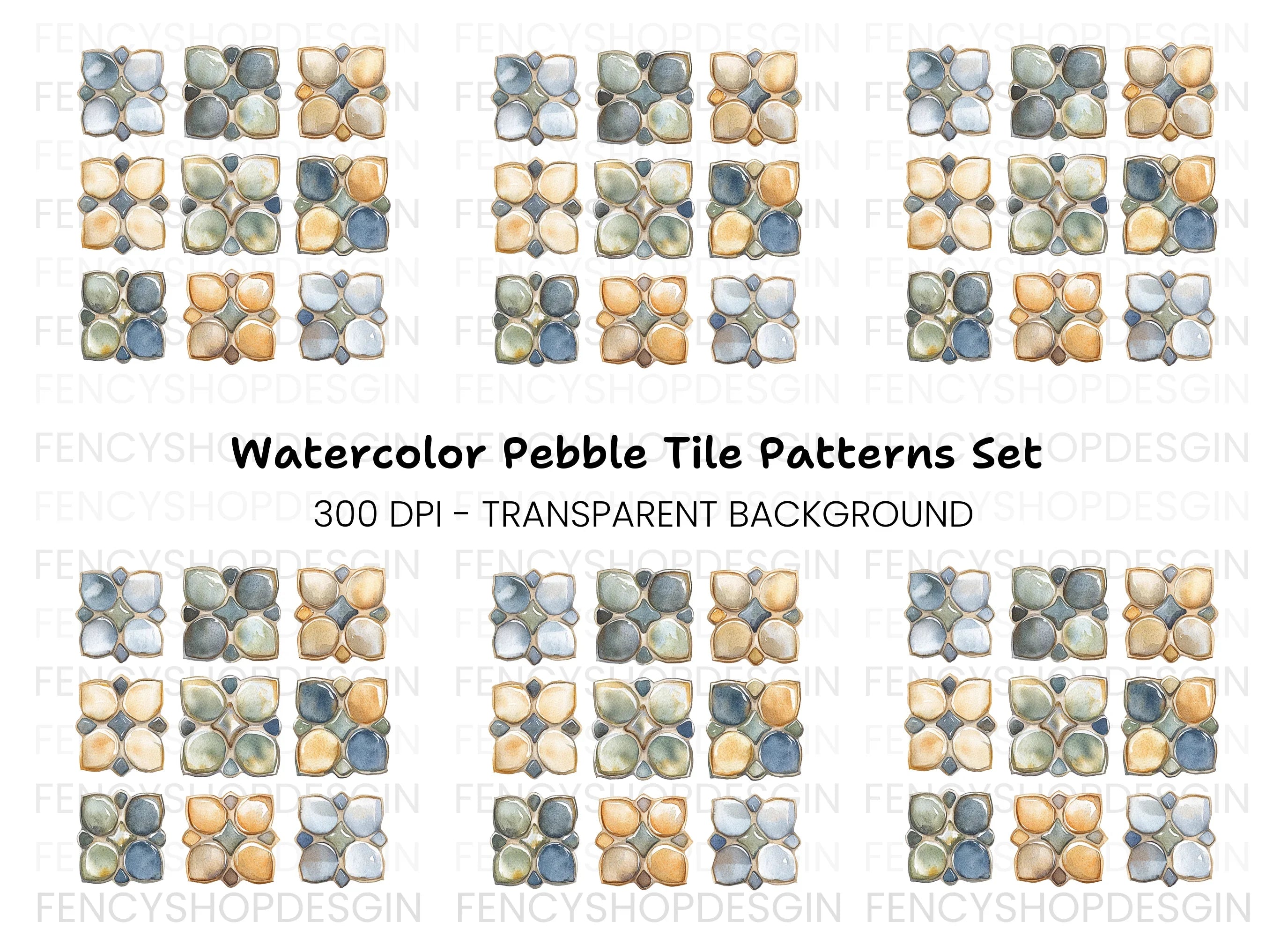 Stone Mosaic Tiles Clipart Bundle