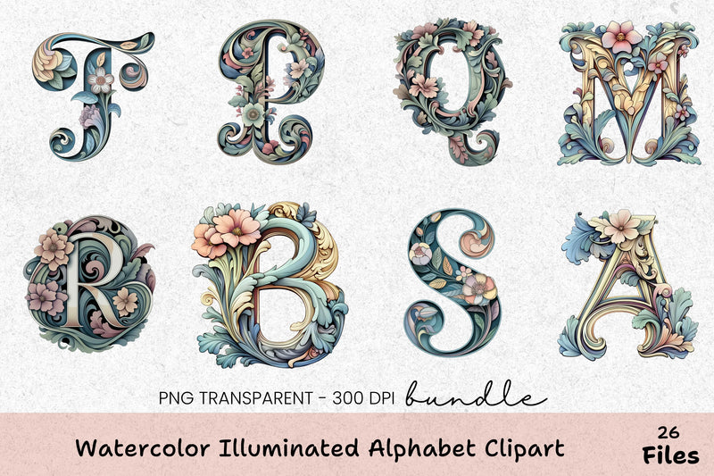 Illuminated Alphabet Clipart Bundle - CraftNest - Digital Crafting and Art