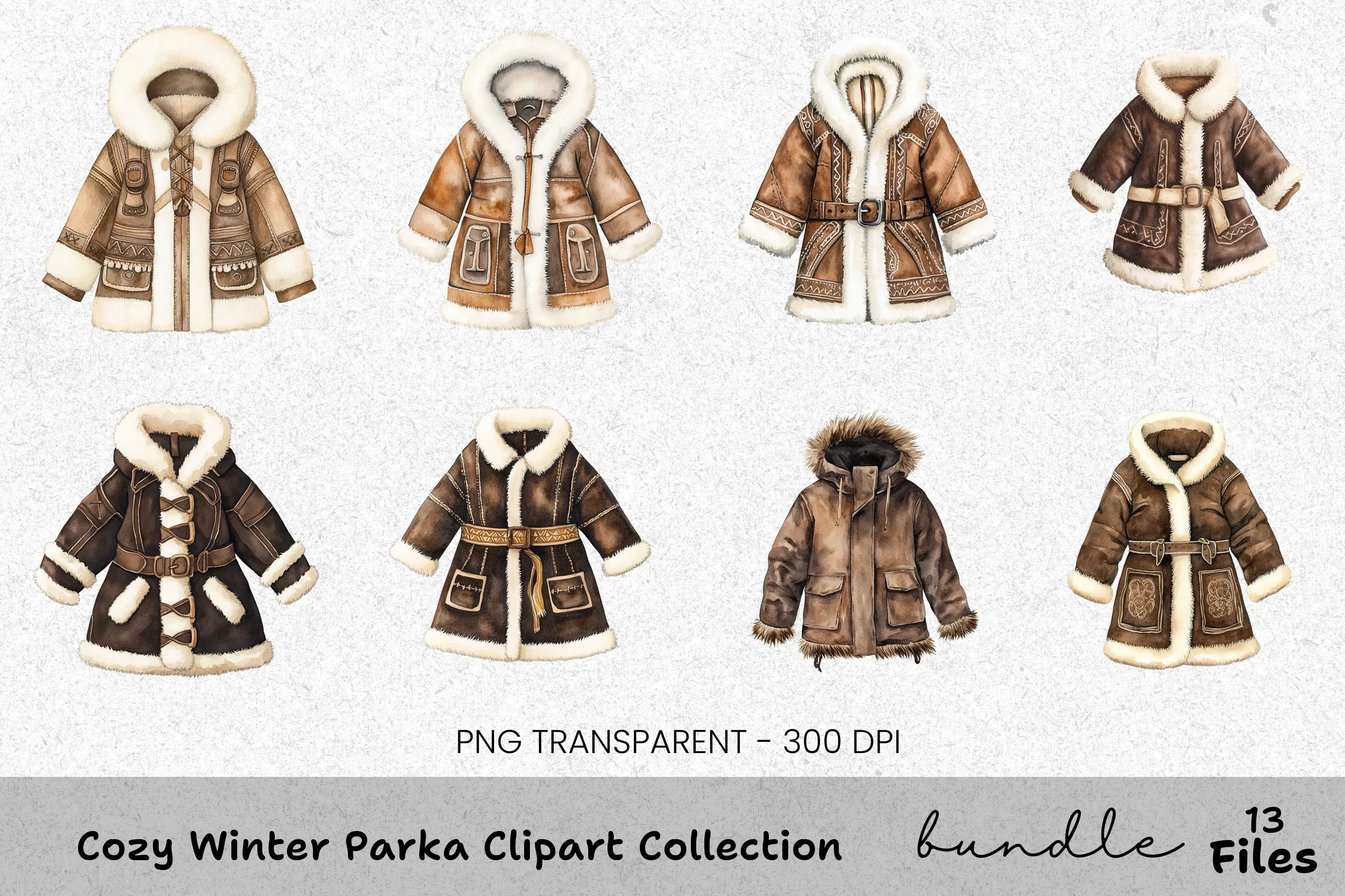 Cozy Winter Parka Clipart Bundle