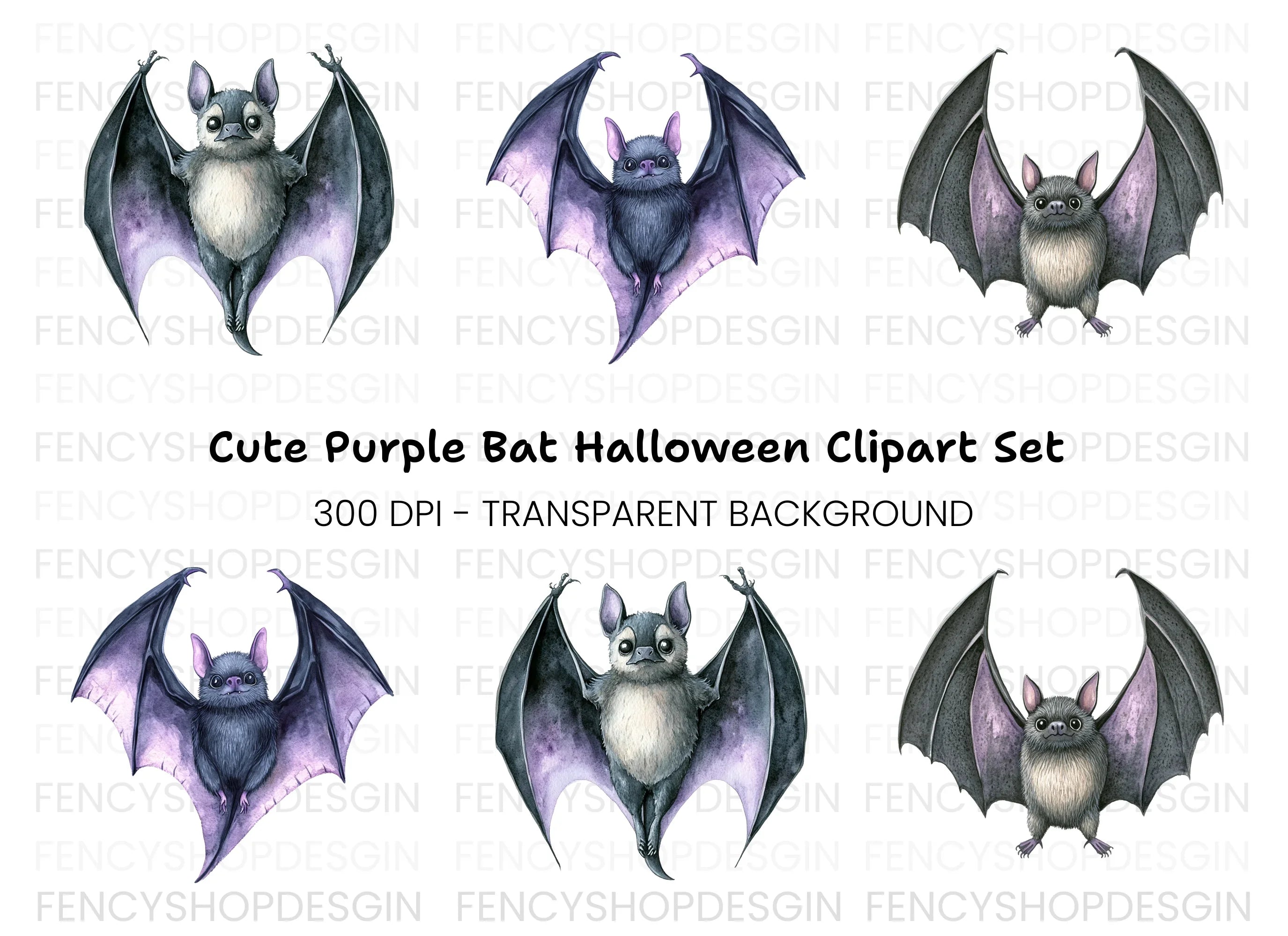 Cute Baby Bat Clipart Bundle