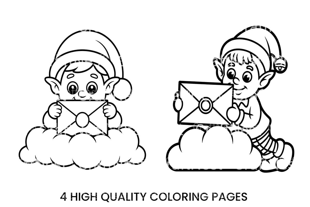 Christmas Elf With Letter Coloring Books