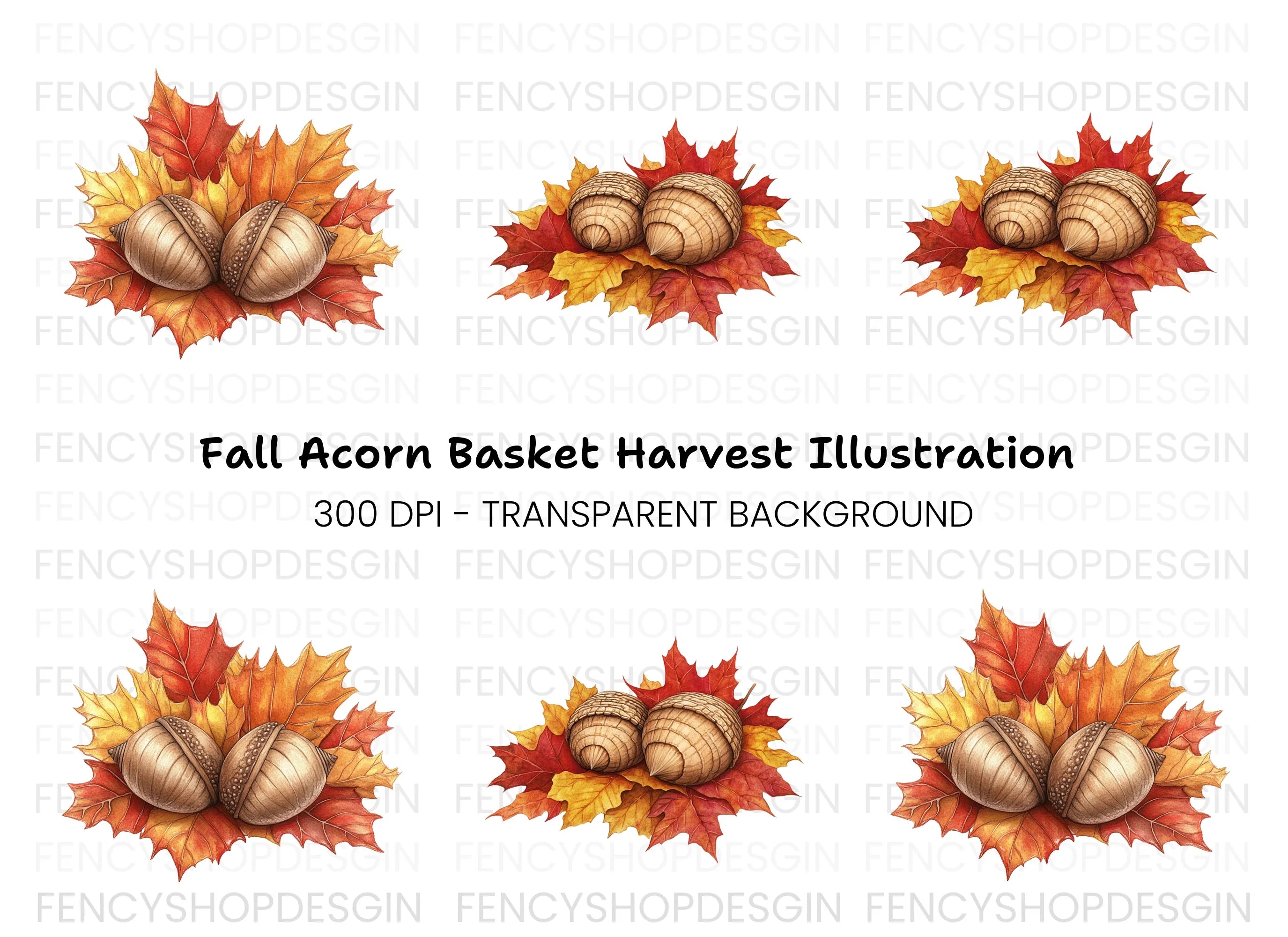 Fall Leaves and Acorns Clipart Bundle