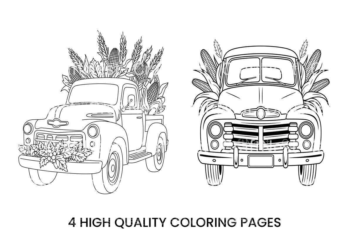 Harvest Truck and Corn Coloring Books