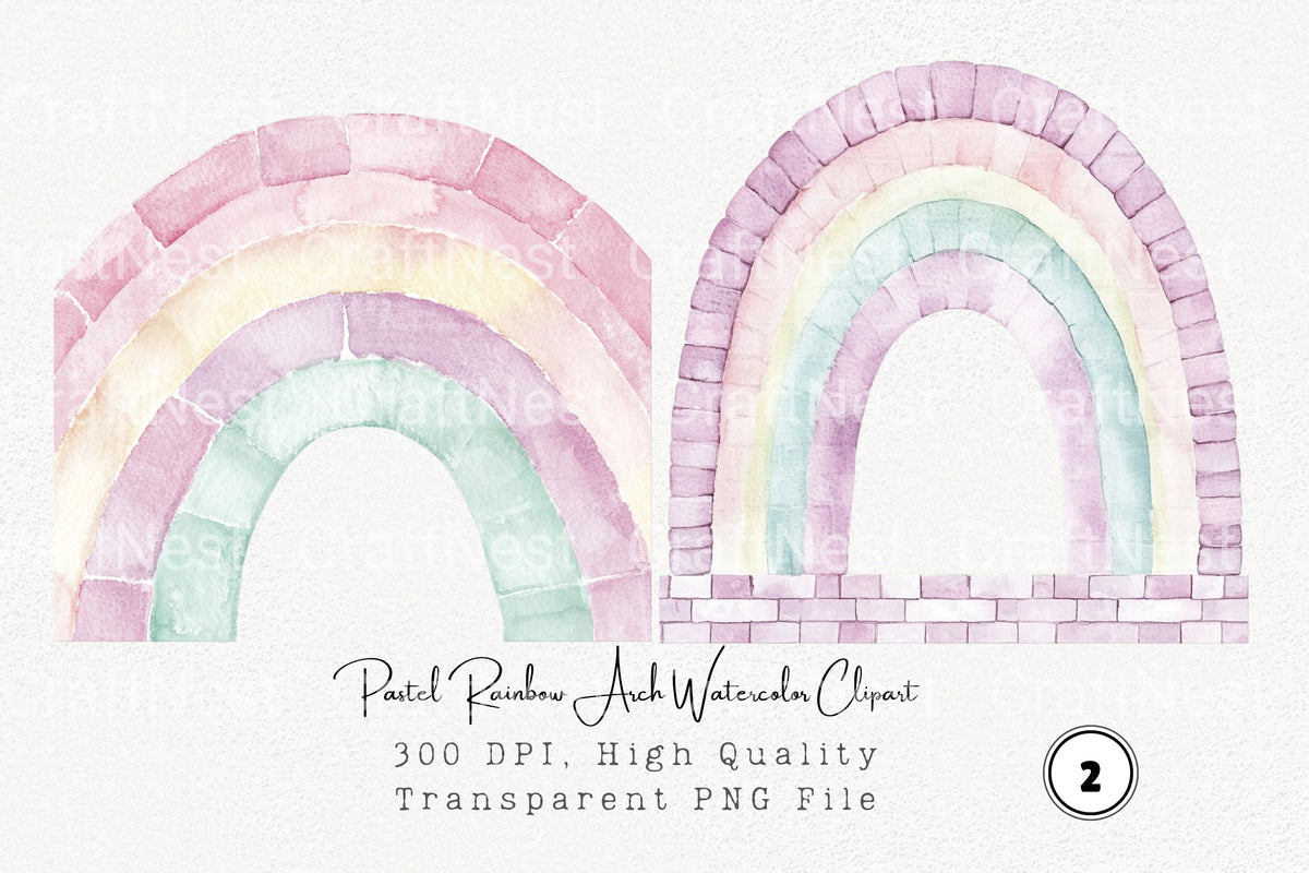 Pastel Rainbow Arch Clipart Bundle
