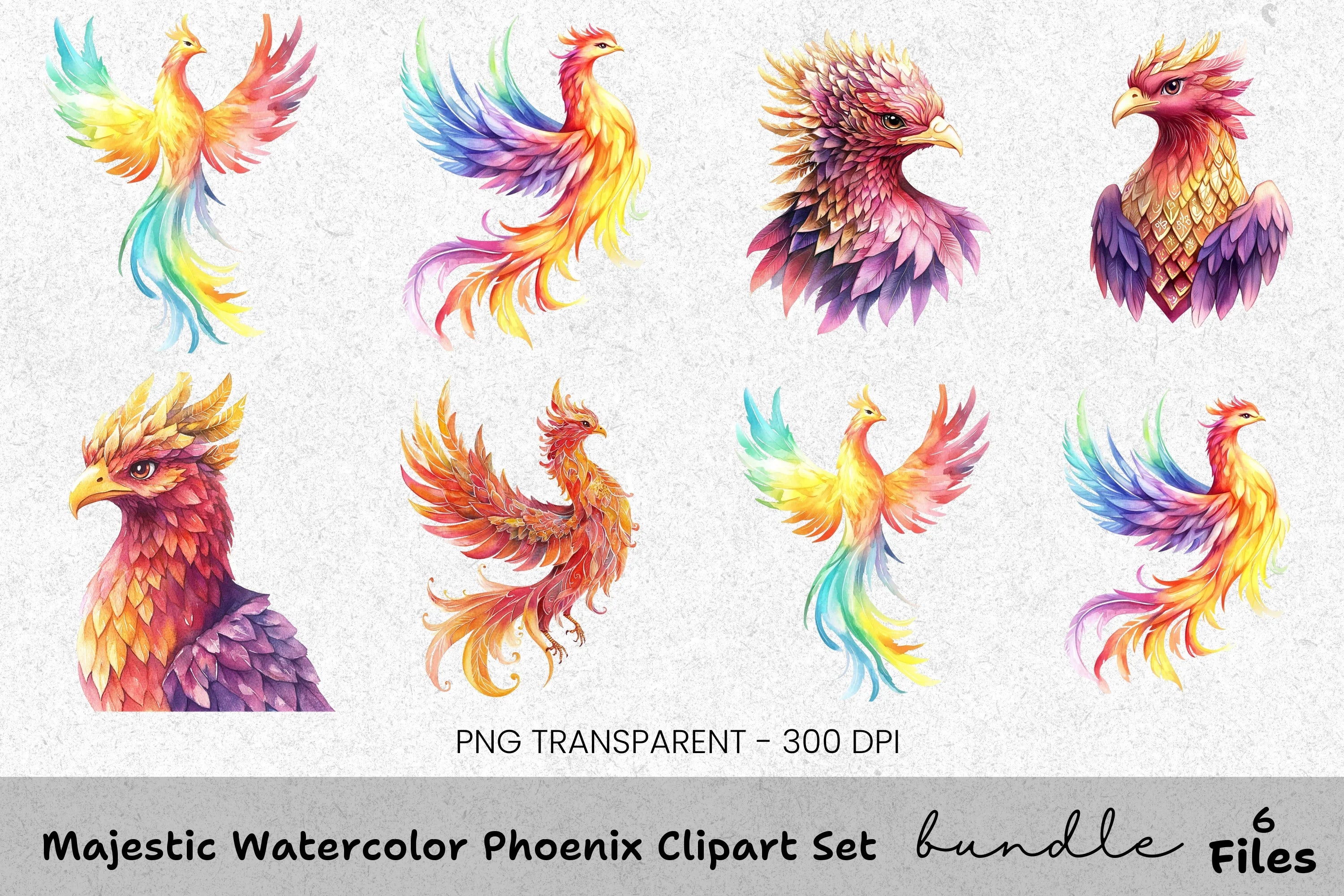 Majestic Phoenix Clipart Bundle