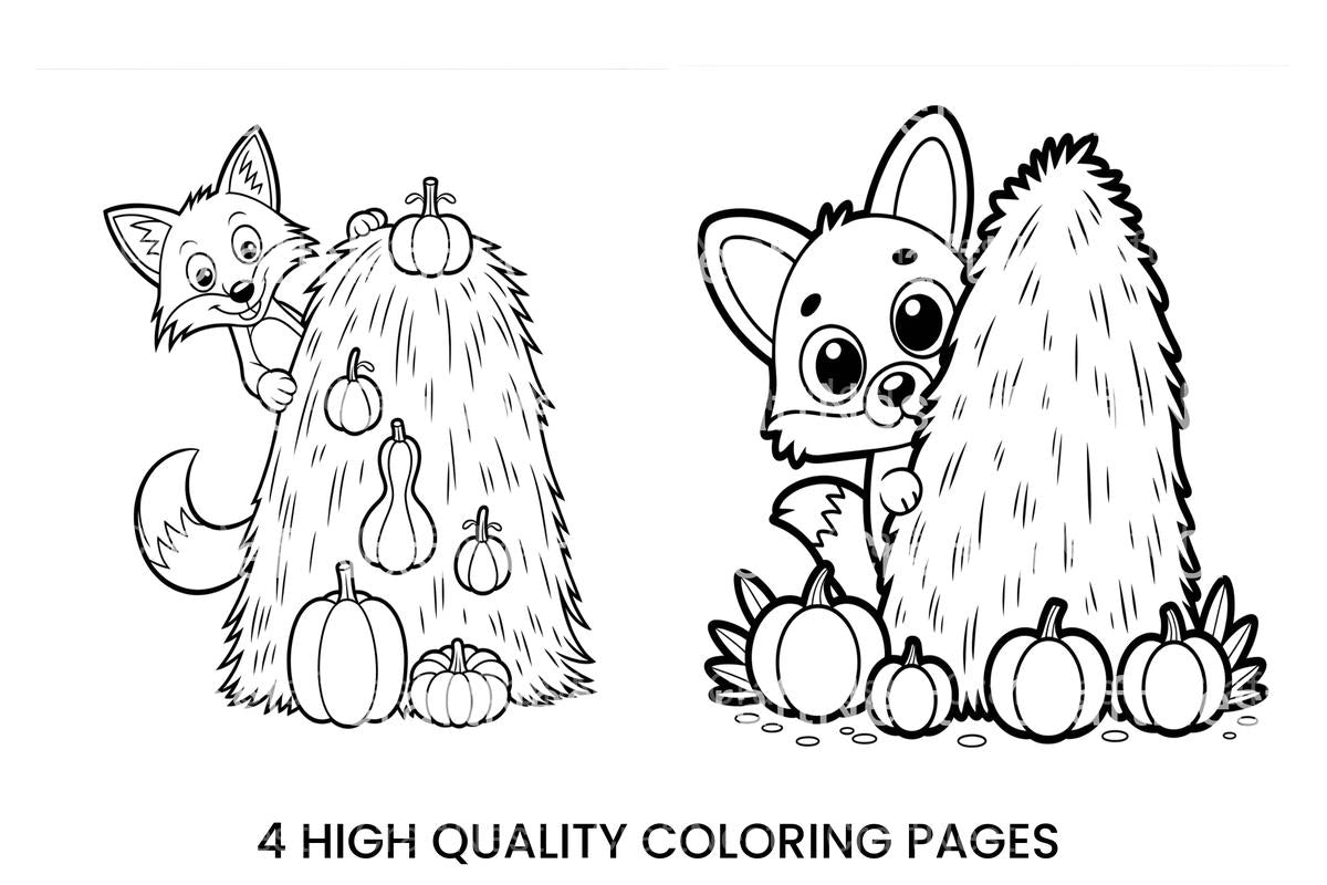Autumn Fox and Pumpkins Coloring Books