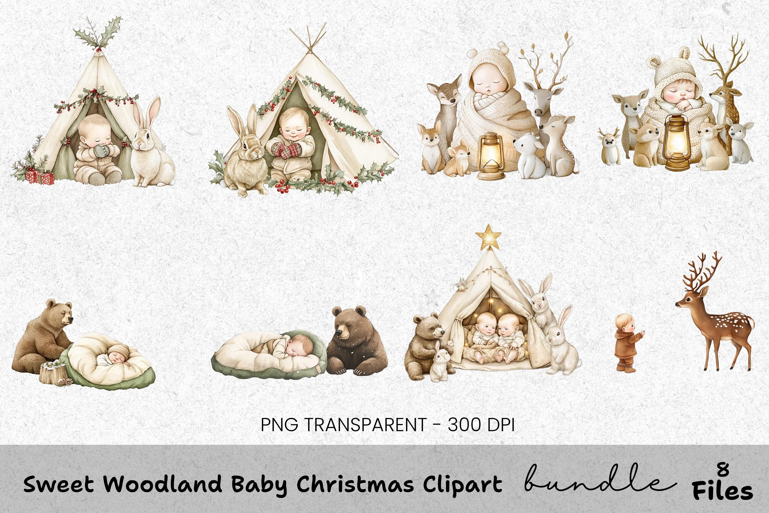 Winter Baby Animals Clipart Bundle