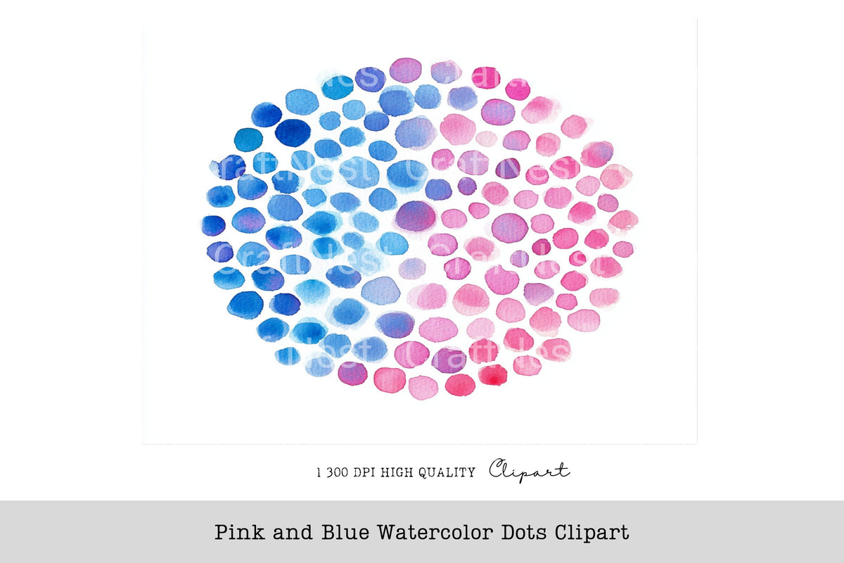 Pink And Blue Dots Clipart Bundle