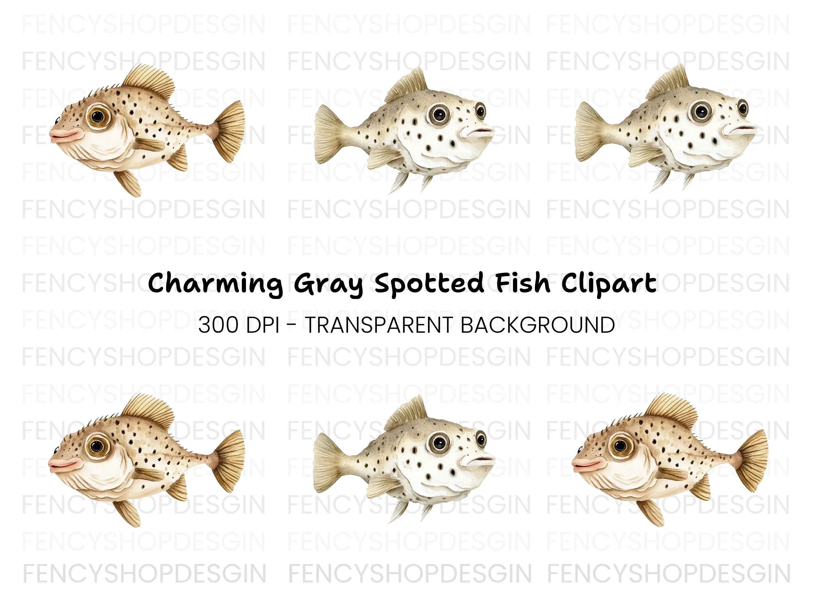 Cute Spotted Fish Clipart Bundle