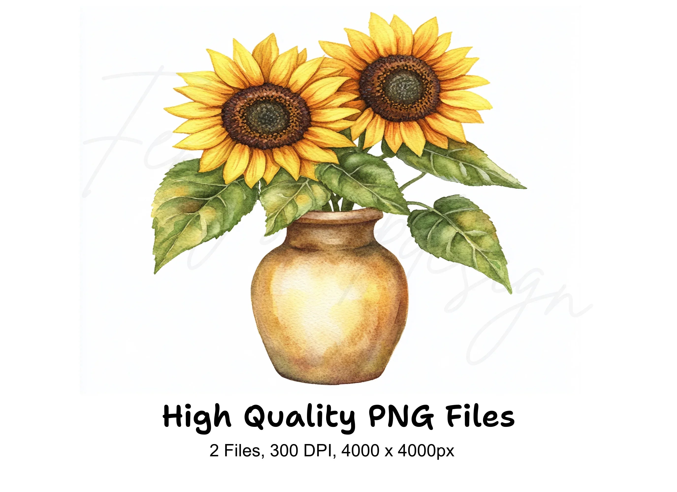 Sunflower Vase Clipart Bundle