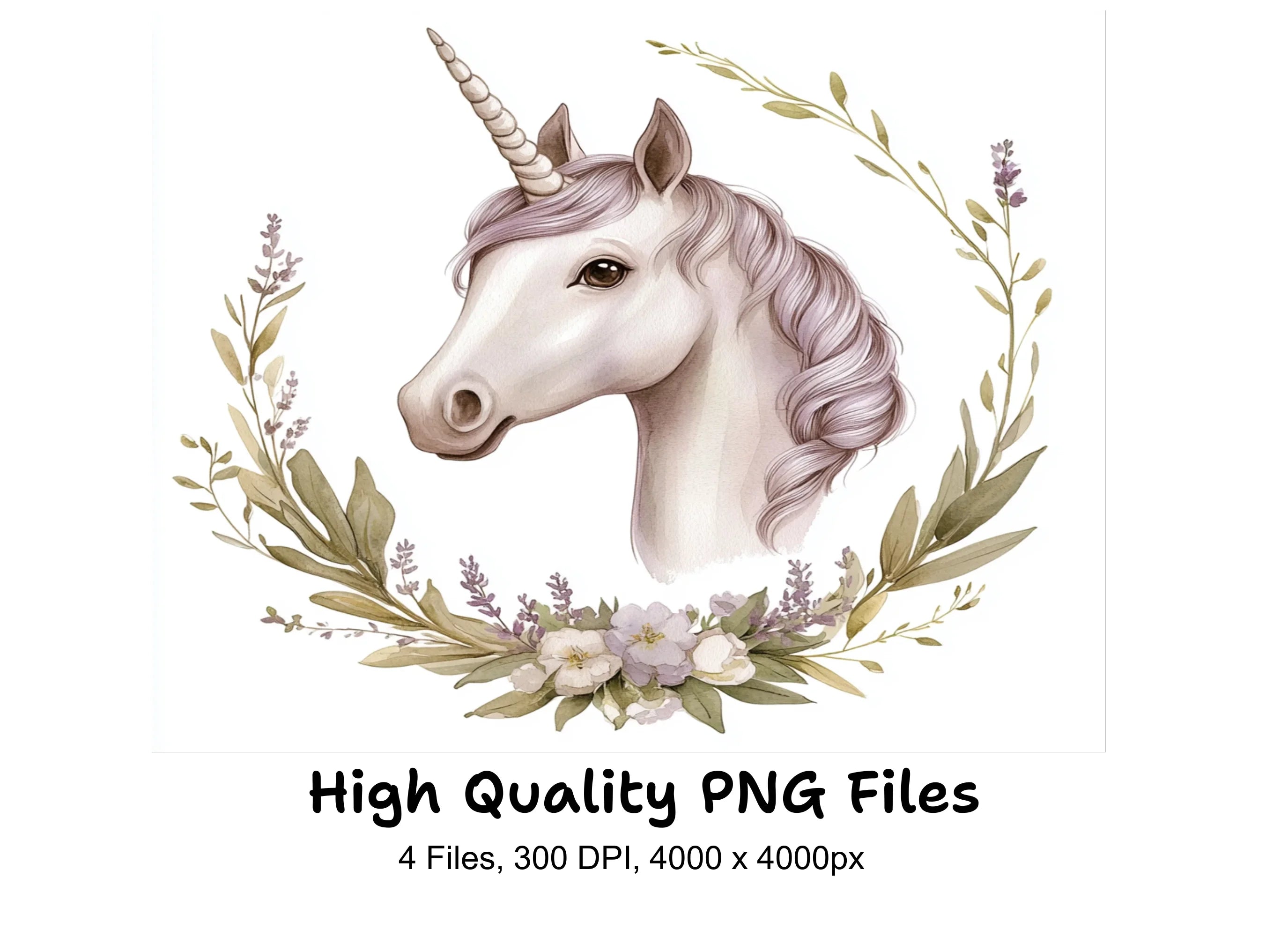 Unicorn Head Wreaths Clipart Bundle