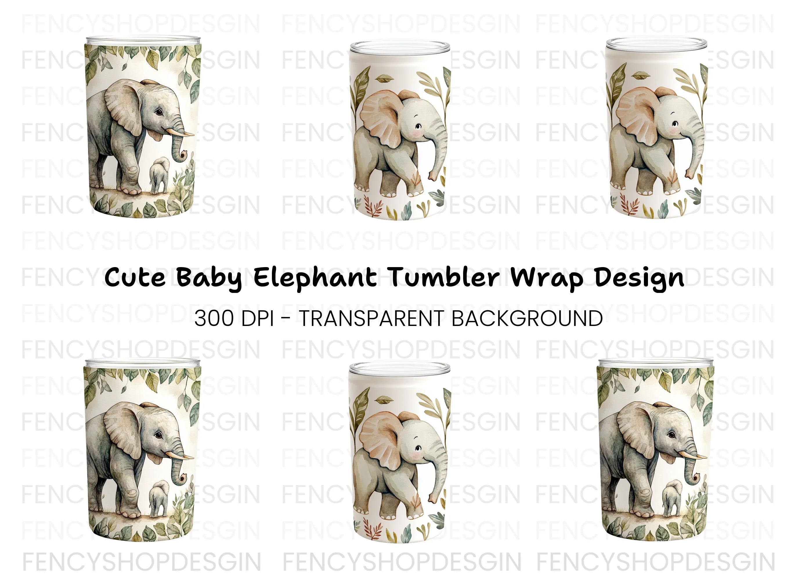 Cute Baby Elephant Clipart Bundle