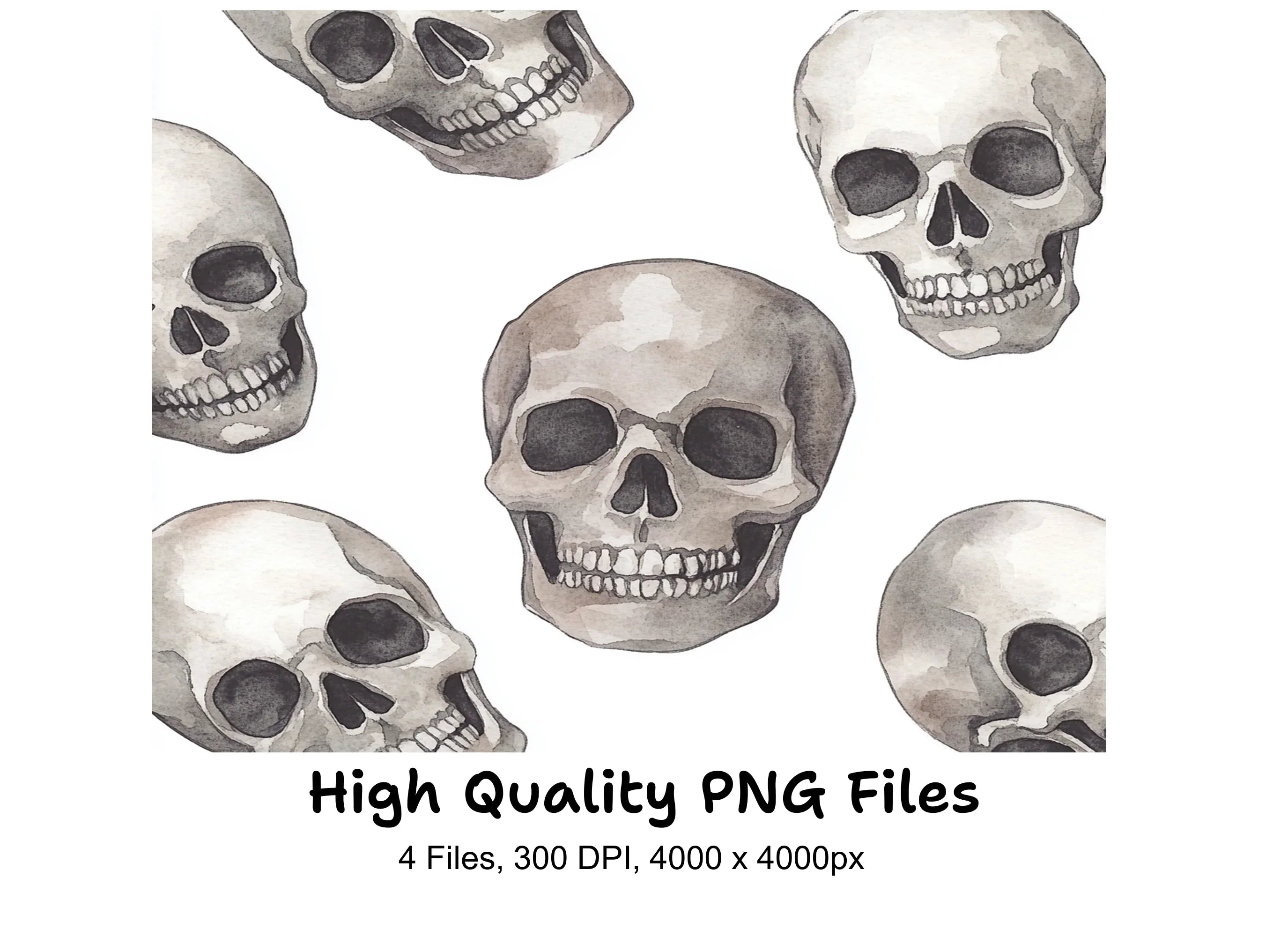 Spooky Skull and Foliage Clipart Bundle