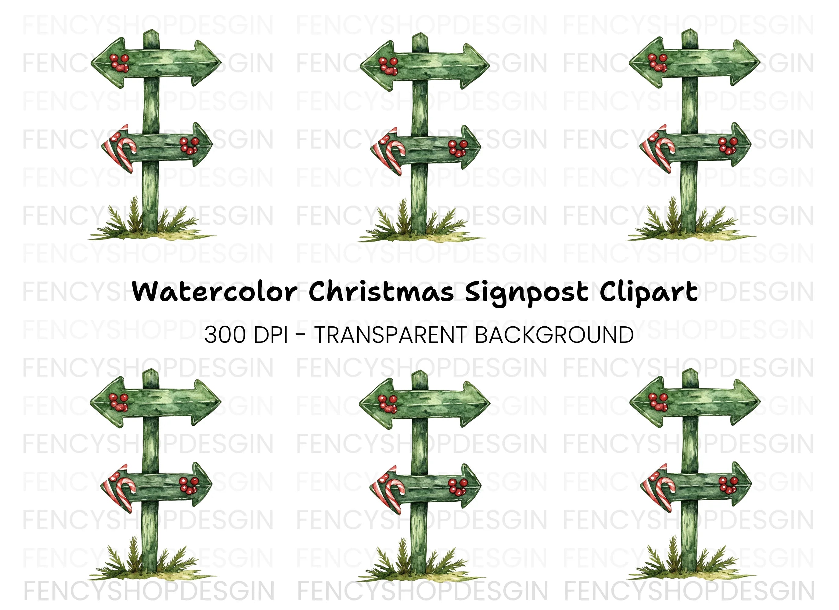 Christmas Direction Sign Clipart Bundle