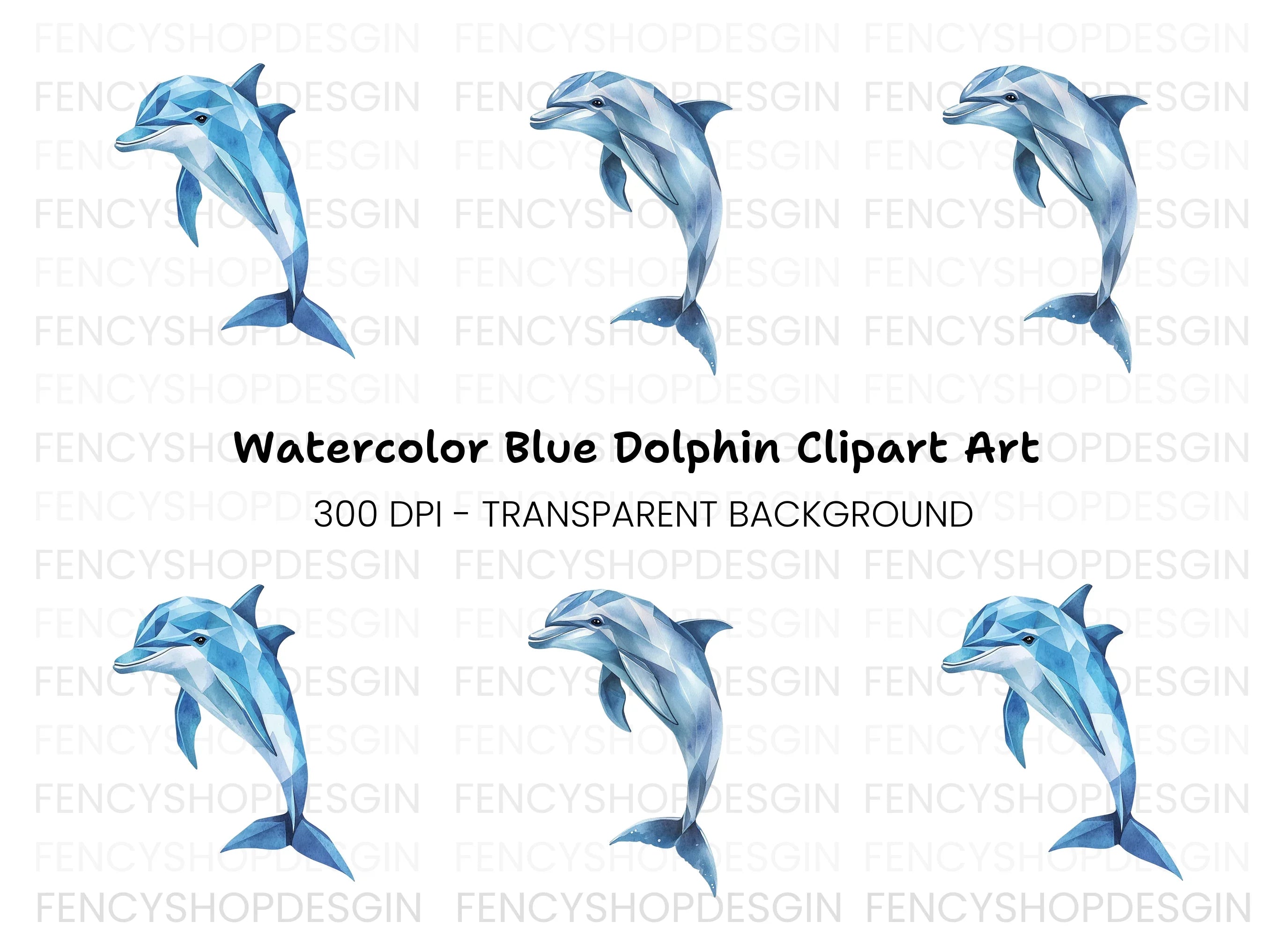 Geometric Dolphin Clipart Bundle