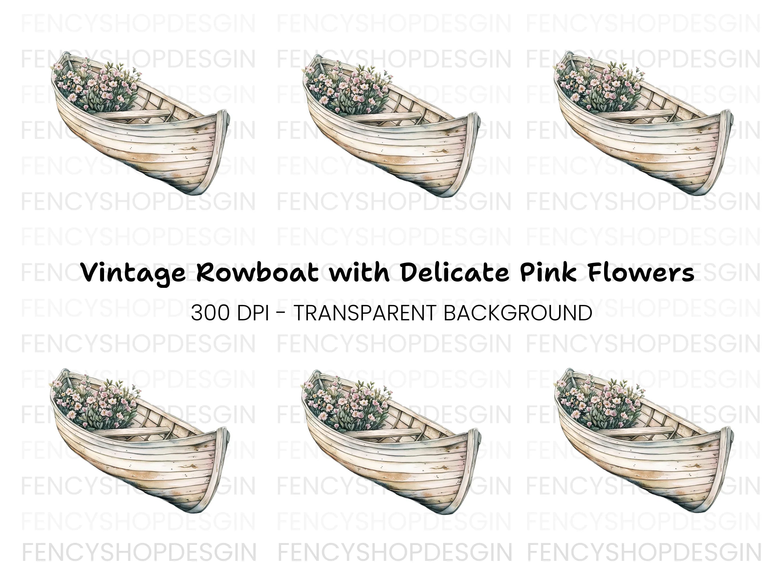 Charming Floral Boat Clipart Bundle