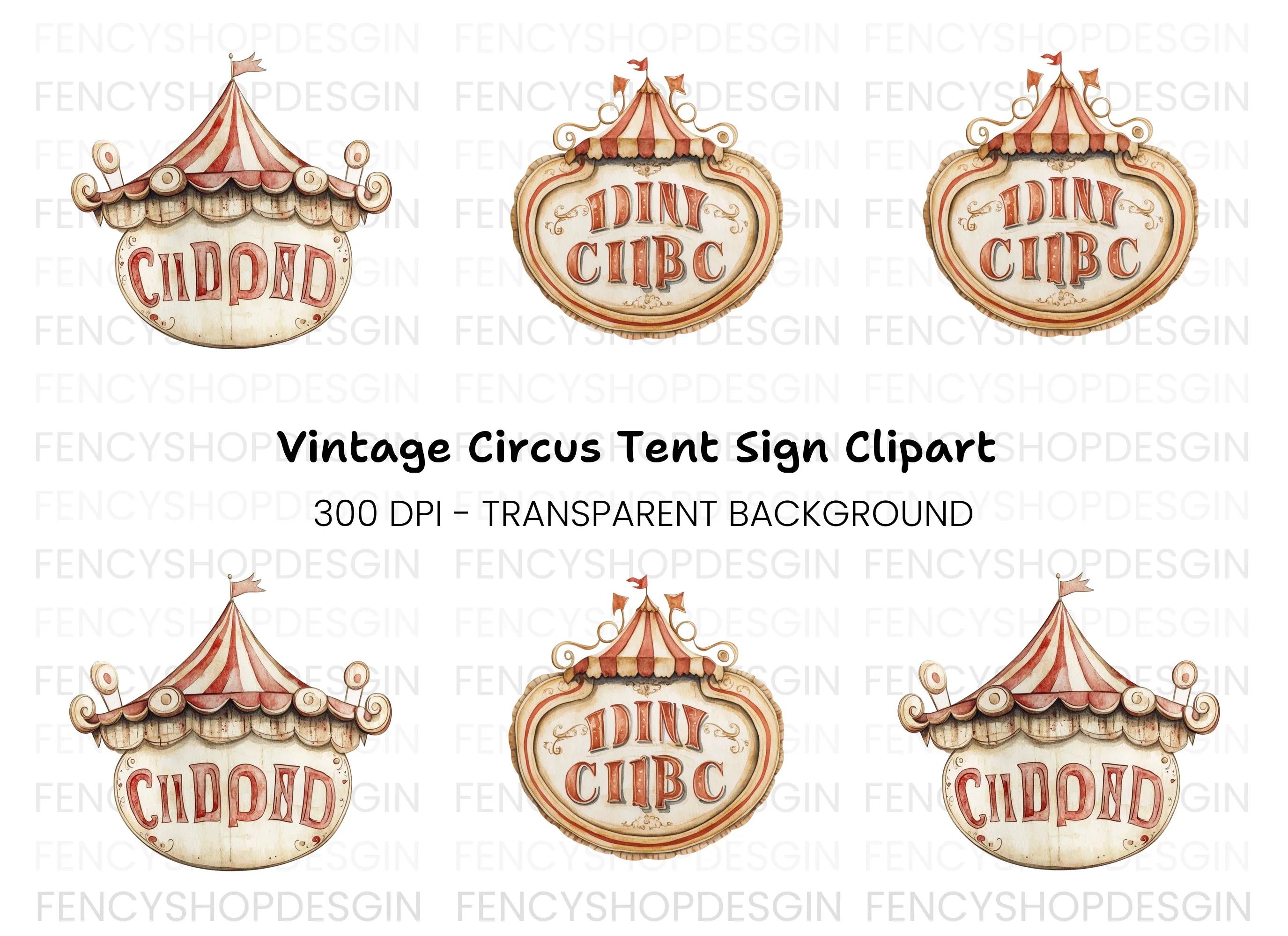 Vintage Circus Signboard Clipart Bundle