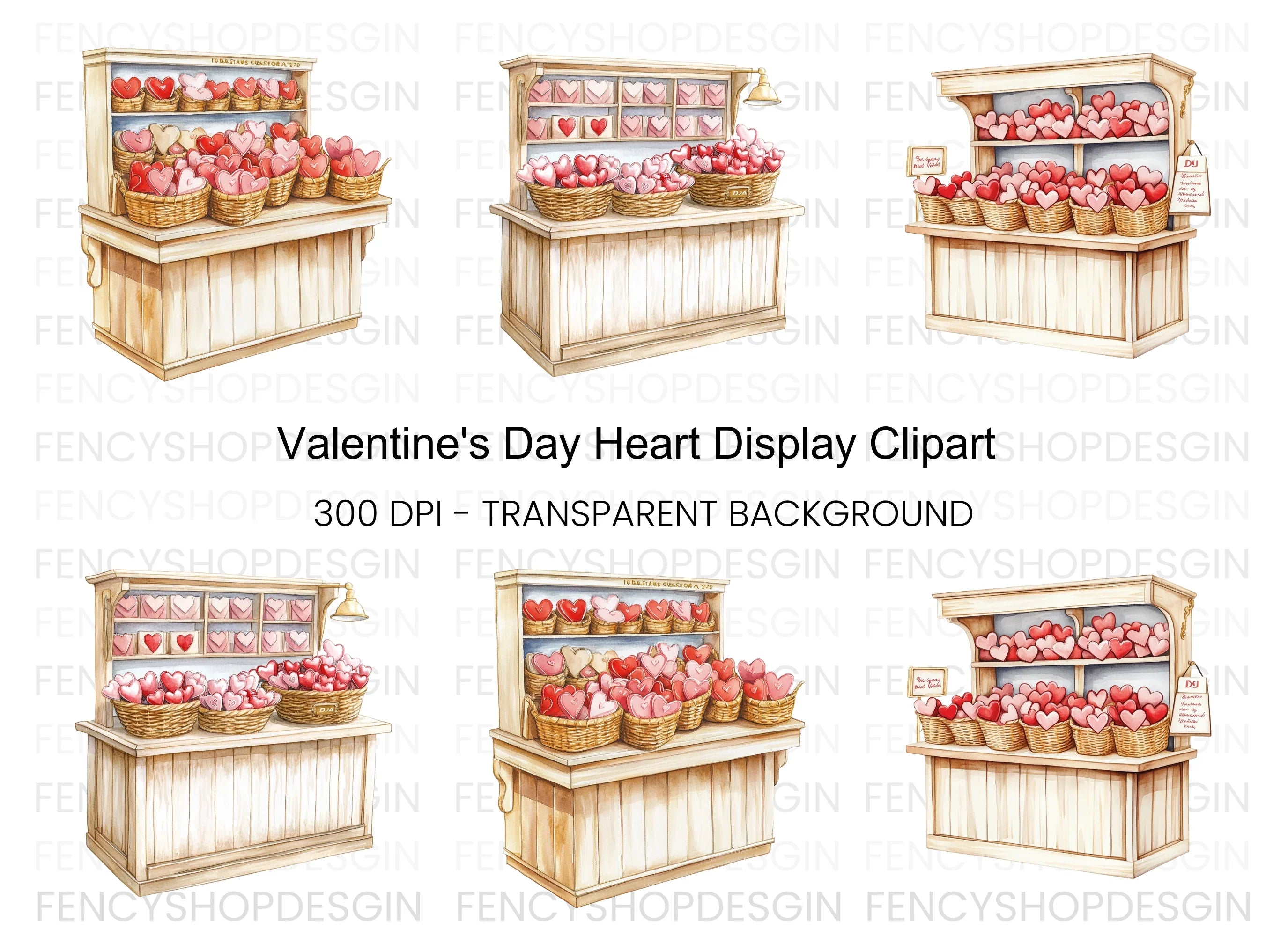 Valentine's Day Heart Display Clipart Bundle