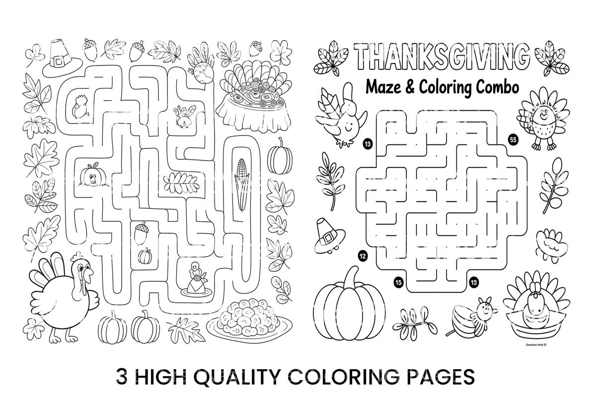 Thanksgiving Maze andCombo Coloring Books Coloring Books