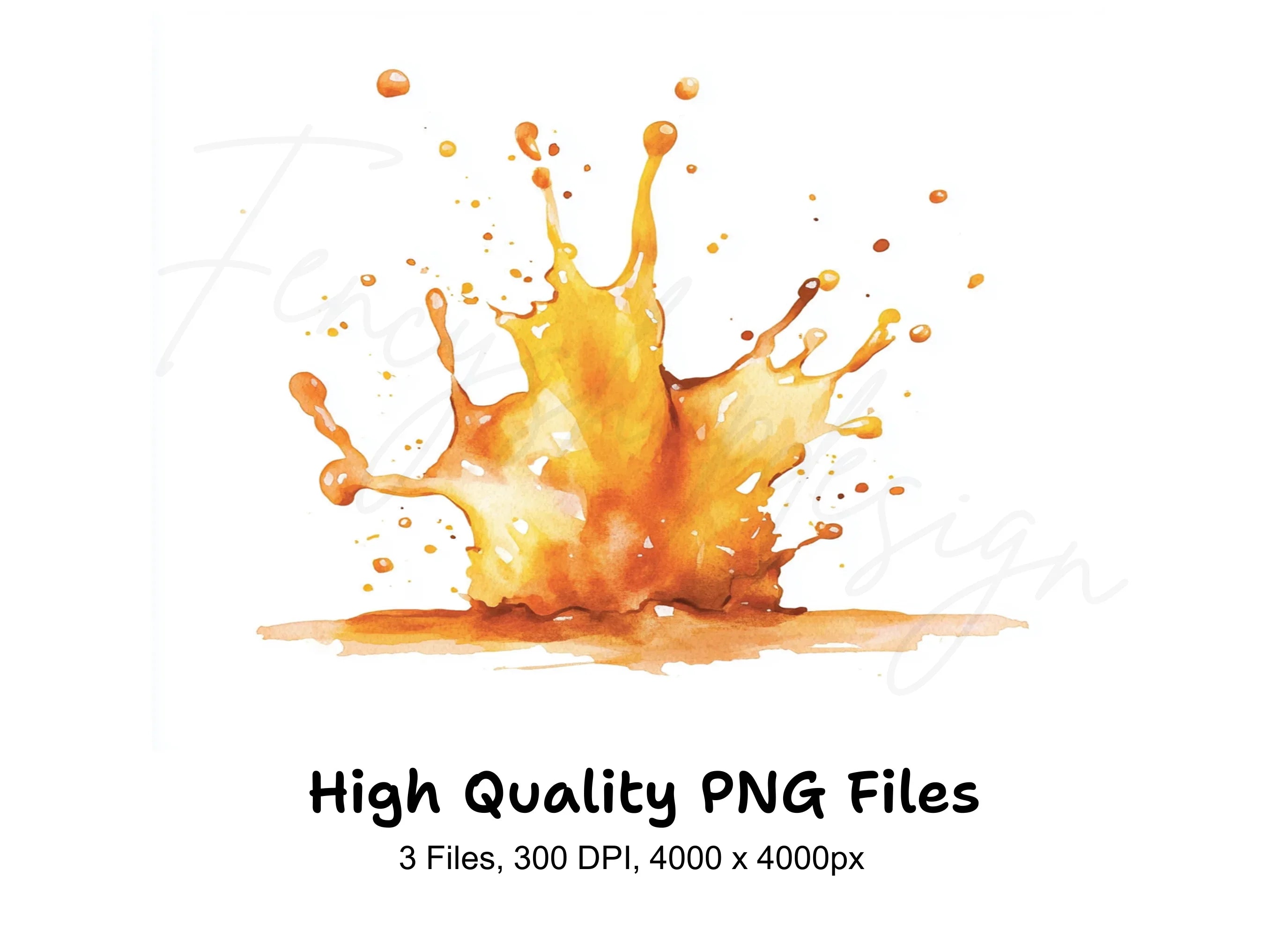 Dynamic Orange Liquid Splash Clipart Bundle