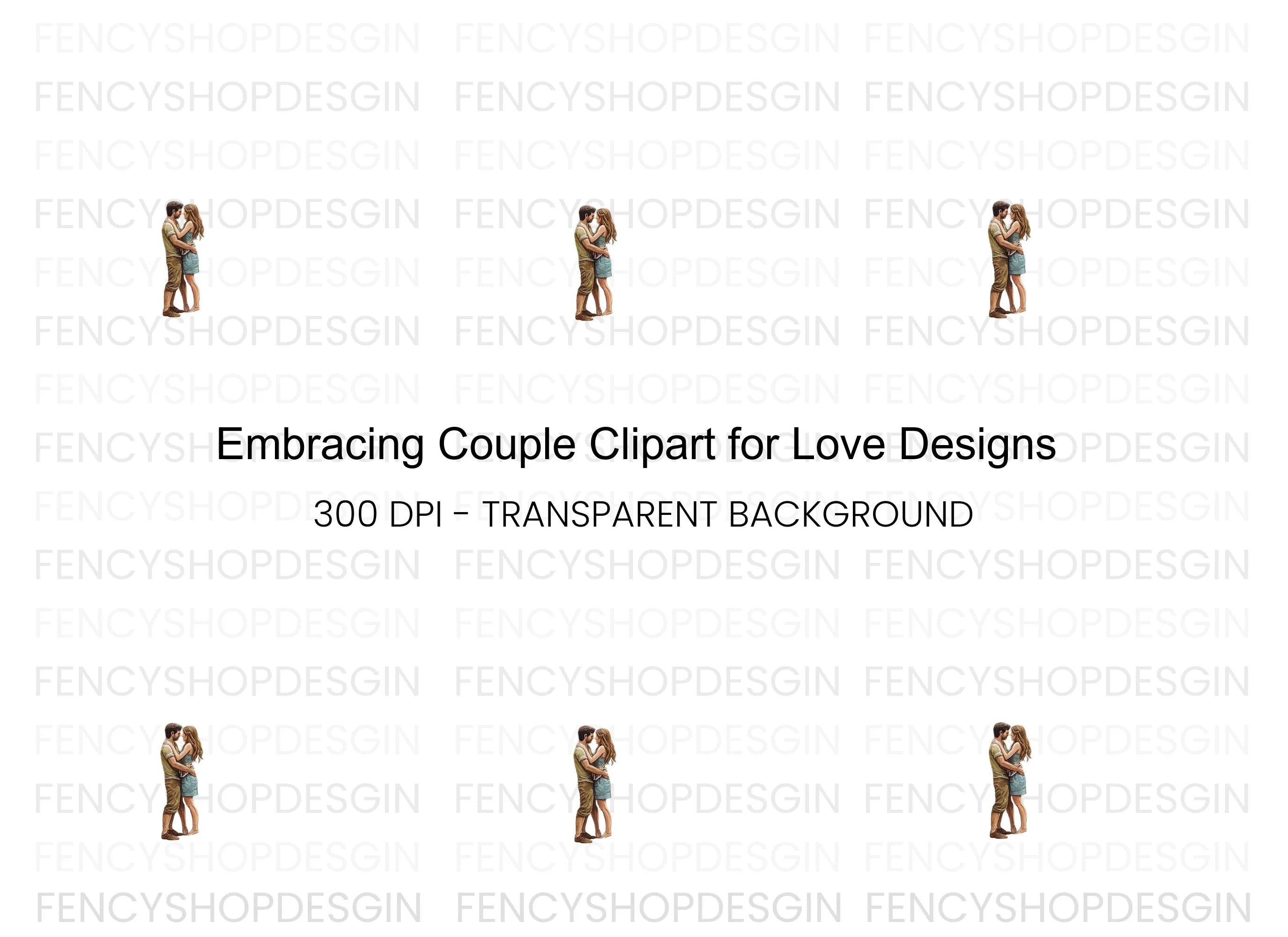 Sweet Couple Embracing Clipart Bundle