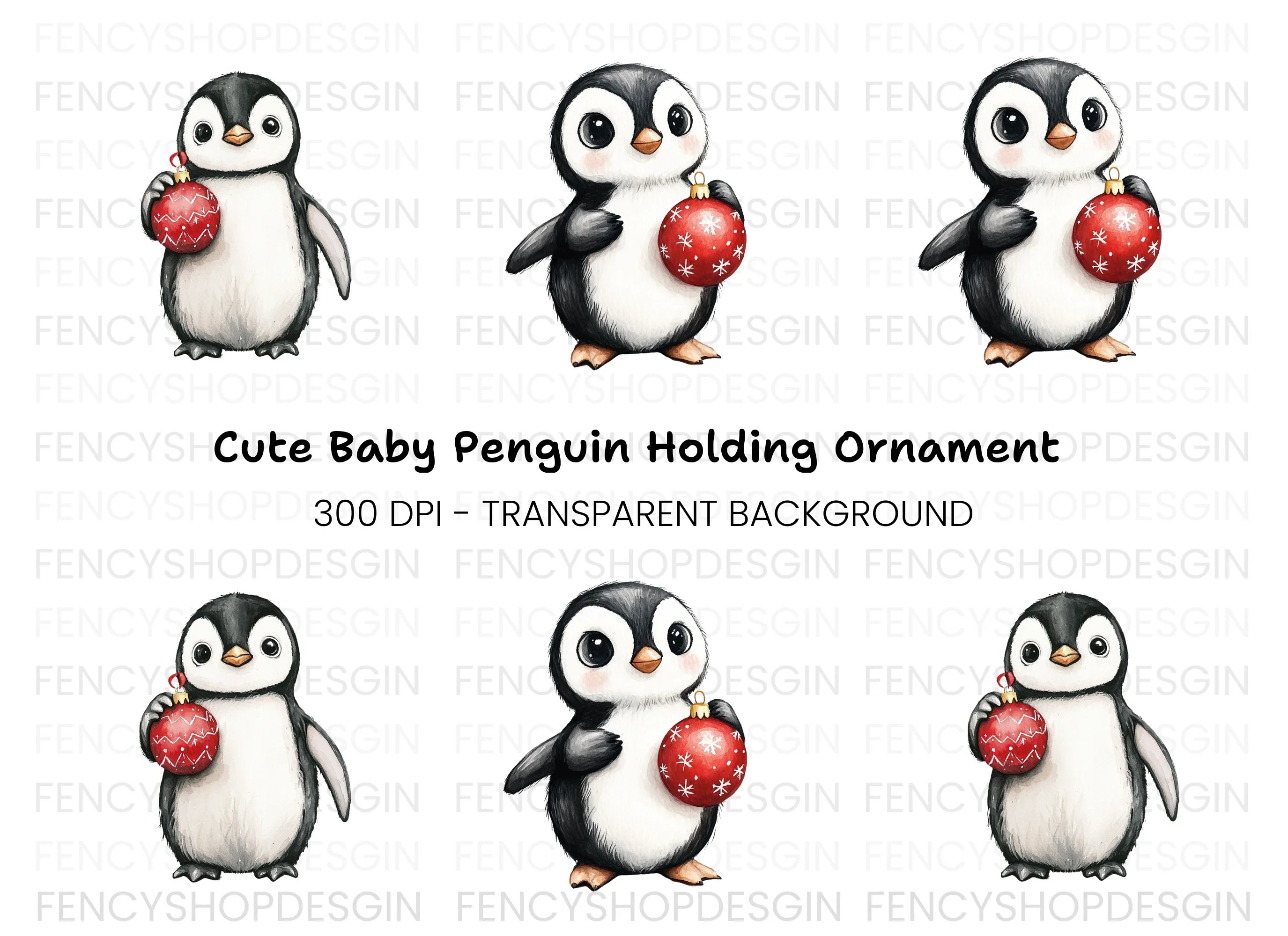 Cute Christmas Penguin Clipart Bundle