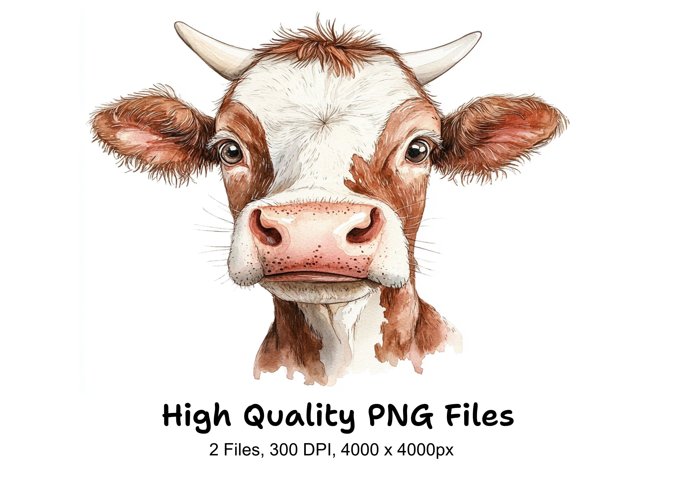 Realistic Cow Faces Clipart Bundle