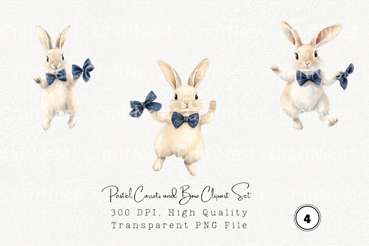 Pastel Carrots And Bow Clipart Bundle